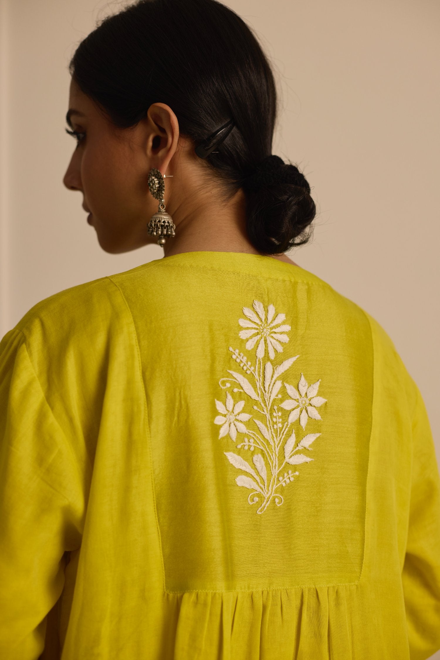 Pintucks Back Yoke Kurta - Yellow