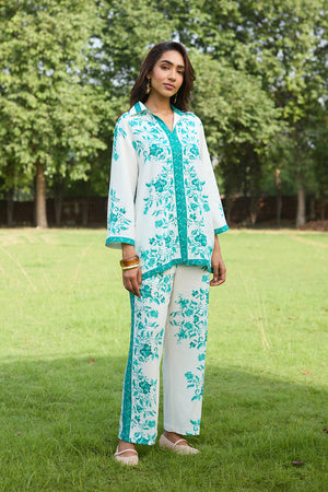 Aqua Printed Linen Set