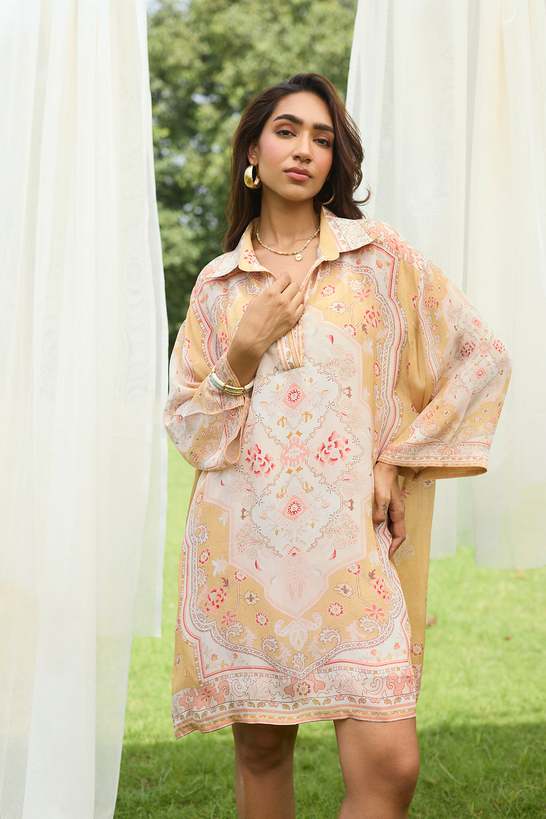 Apricot Print Dress