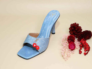 Blue Cherry Pencil Heel