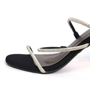 Berry Black Open Toe Heels for Women – Synthetic Slip-On Party Sandals