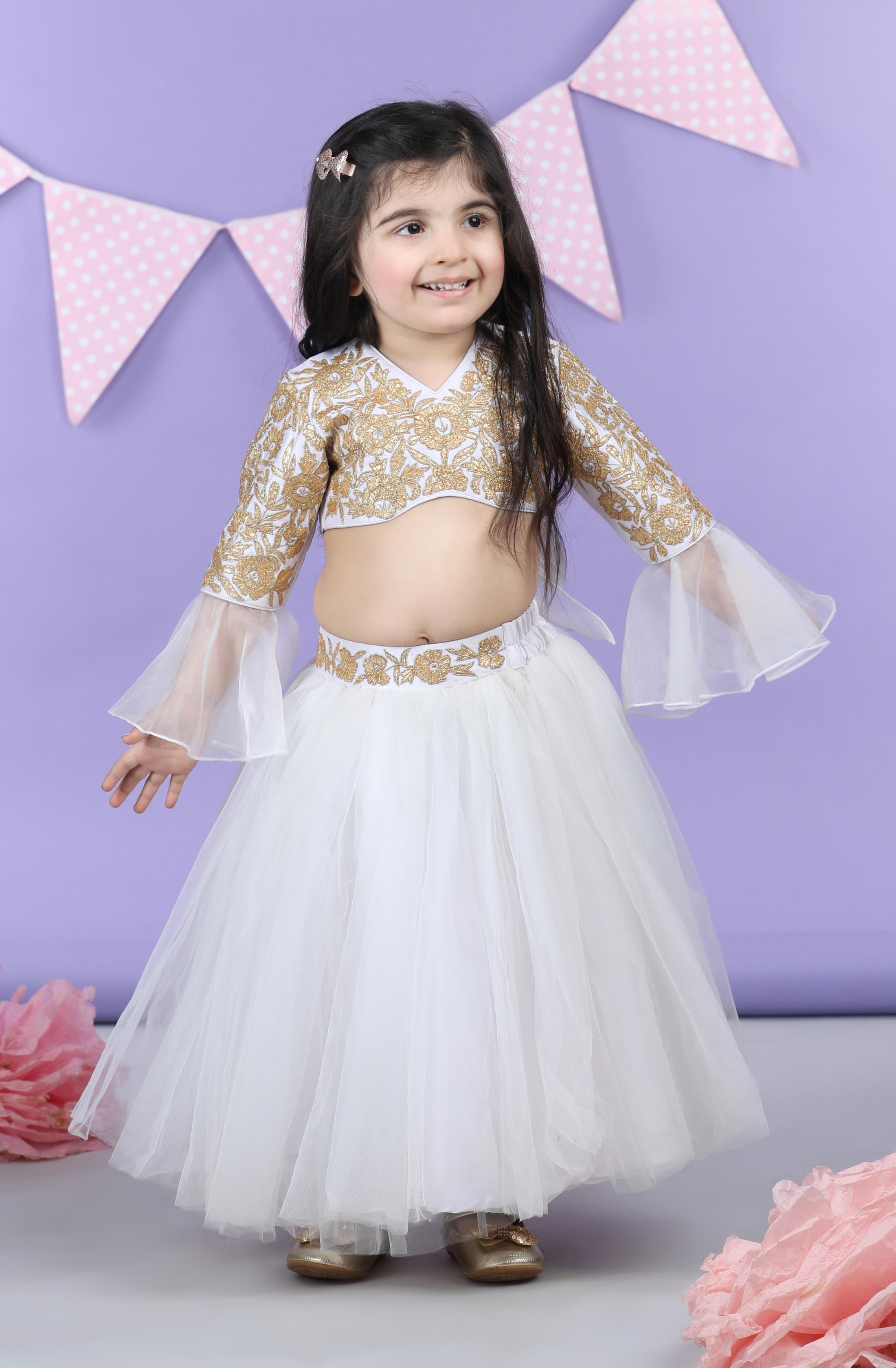 Heavy Gota Embroidered Top Acompanid With Net Lehenga