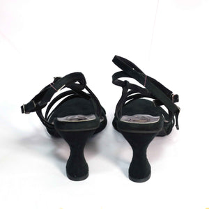 Women's Black Heels – Shilpa Open Toe Sandals with Buckle Strap