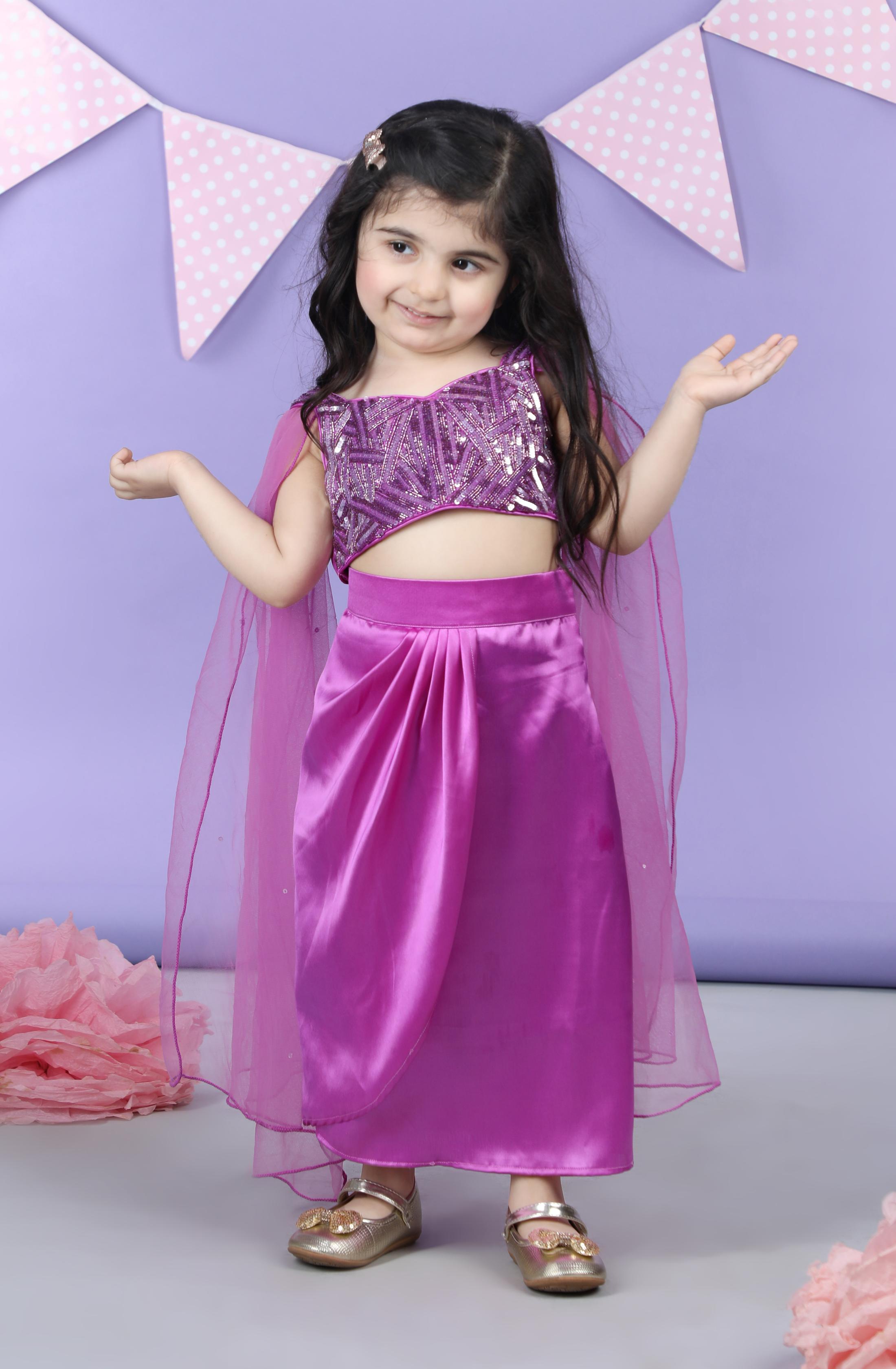 Heavy Embroidered Top With Dhoti Style Skirt