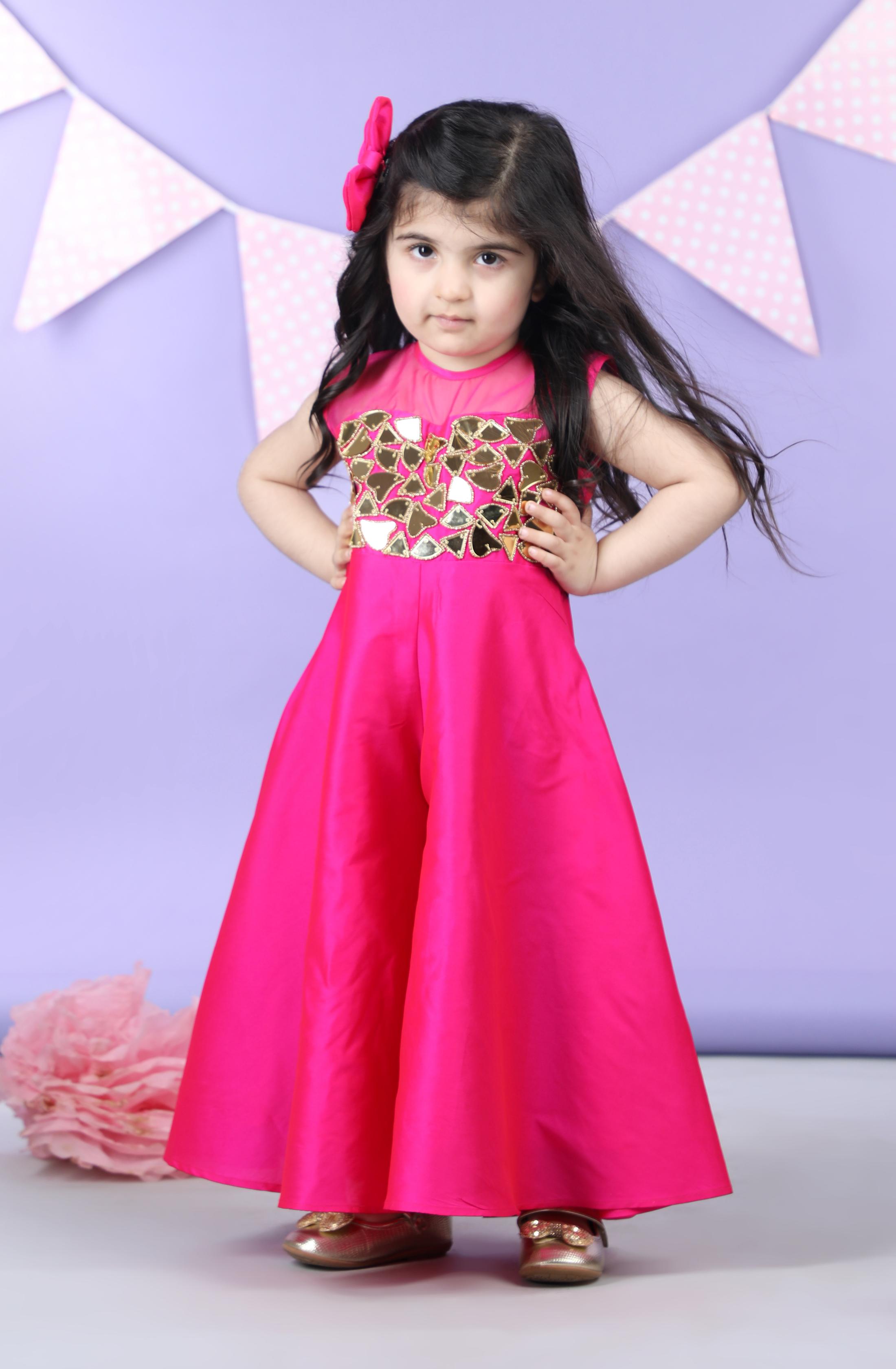 Jumpsuit Embllished With Mirror Acrylic Bordered With Golder Beads