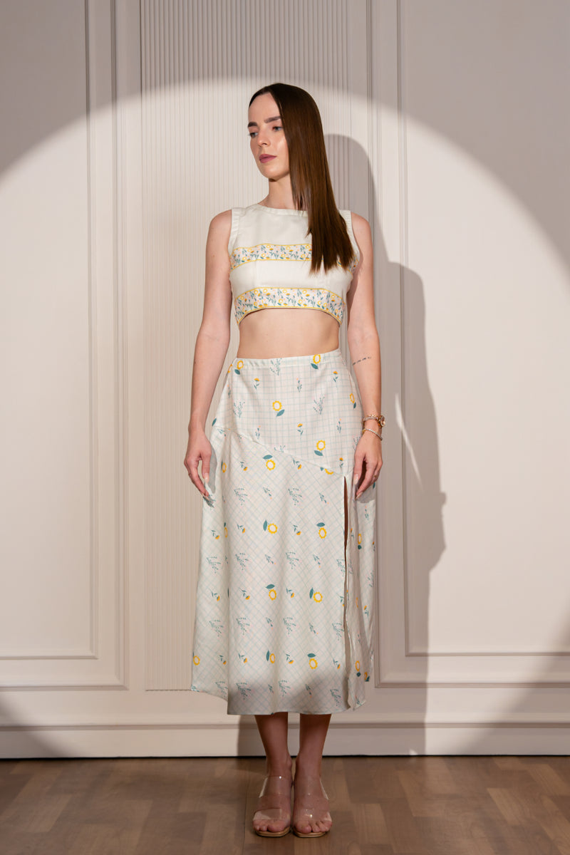 Garden Grid Top & A-Line Skirt Set