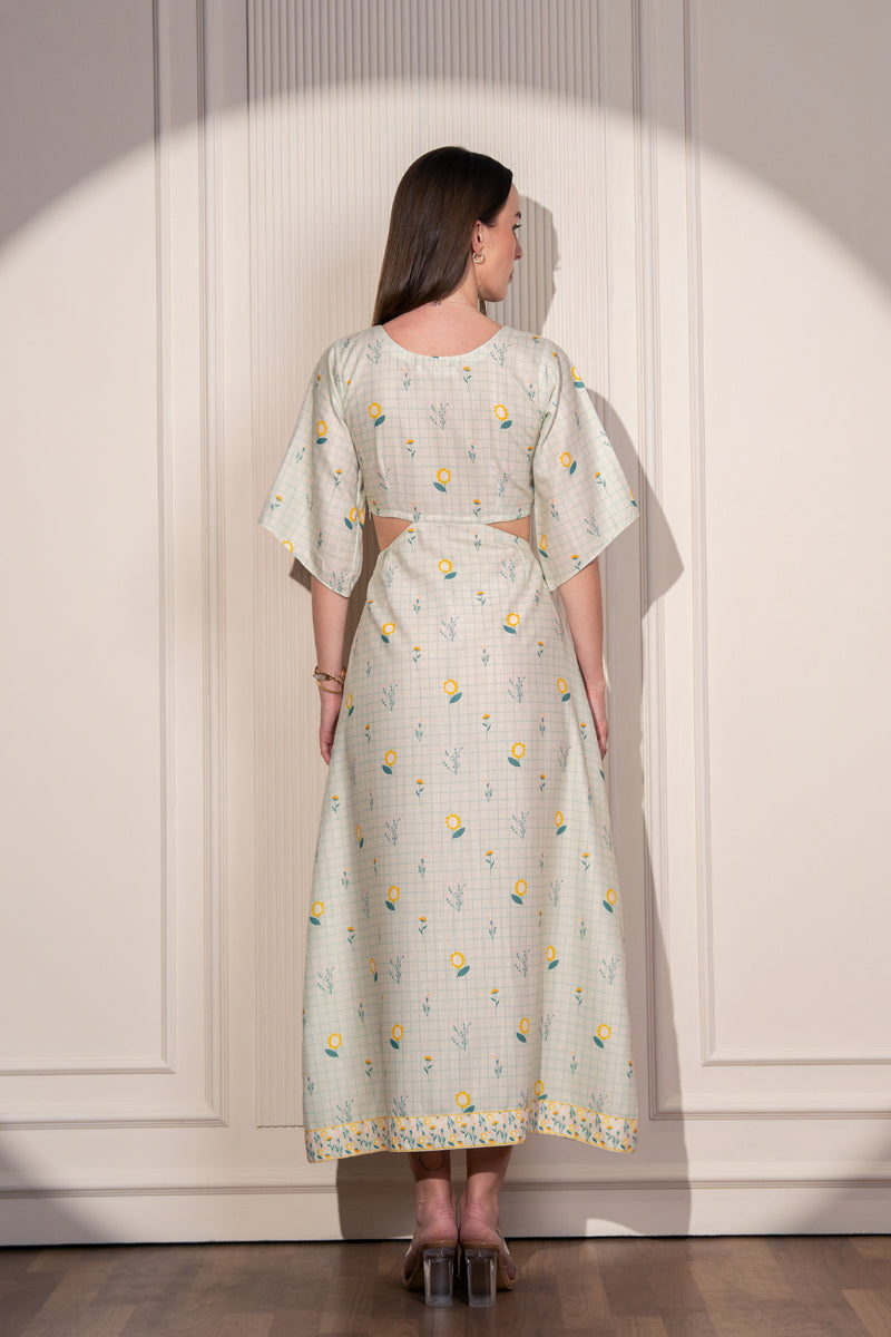 Garden Grid Side Cut Maxidress