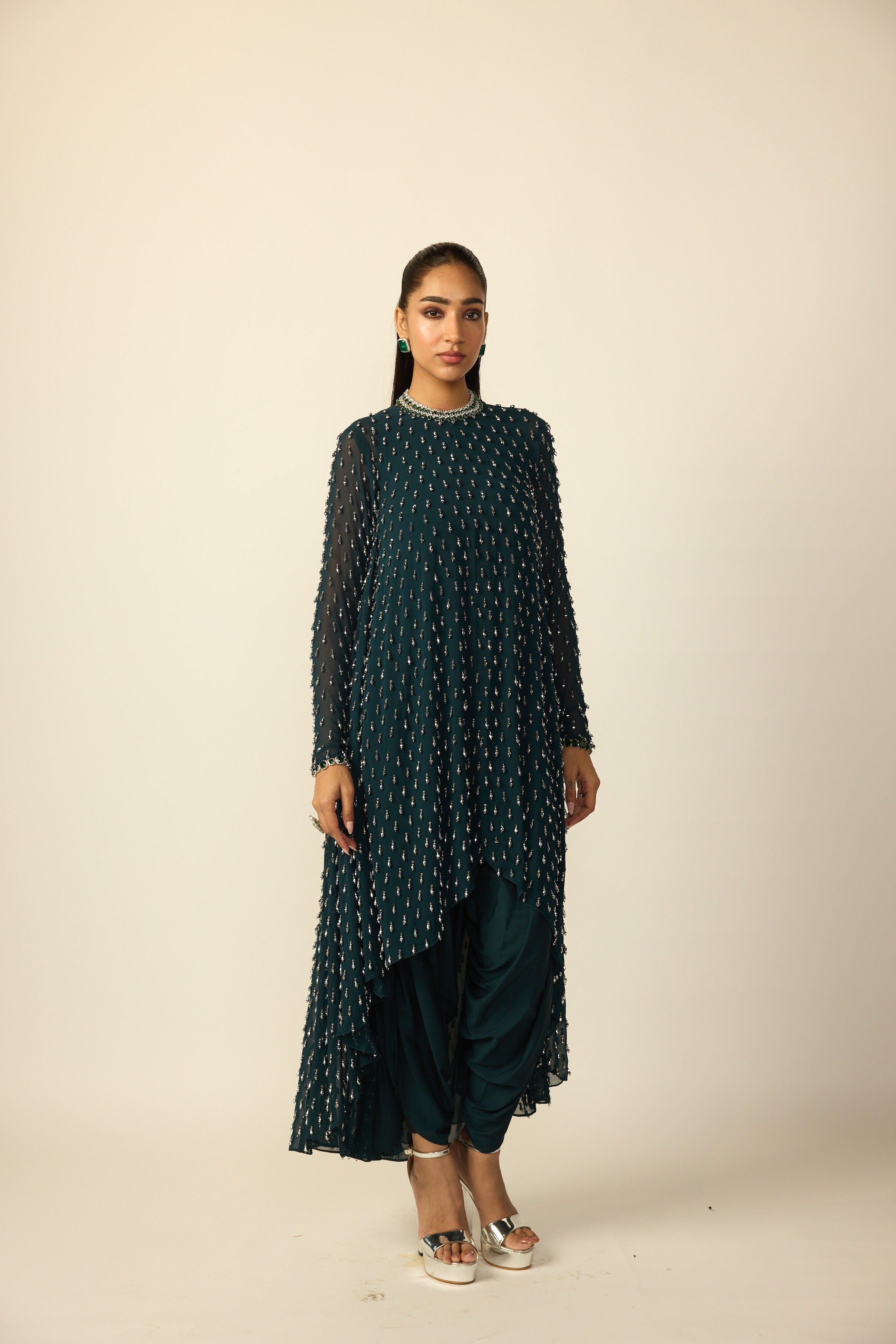 Dark Teal Drop Kurta Set