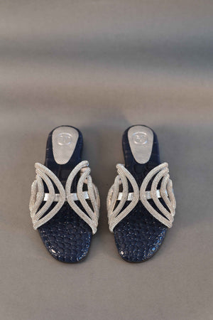 Blue Open Toe Kitten Heel Sandal