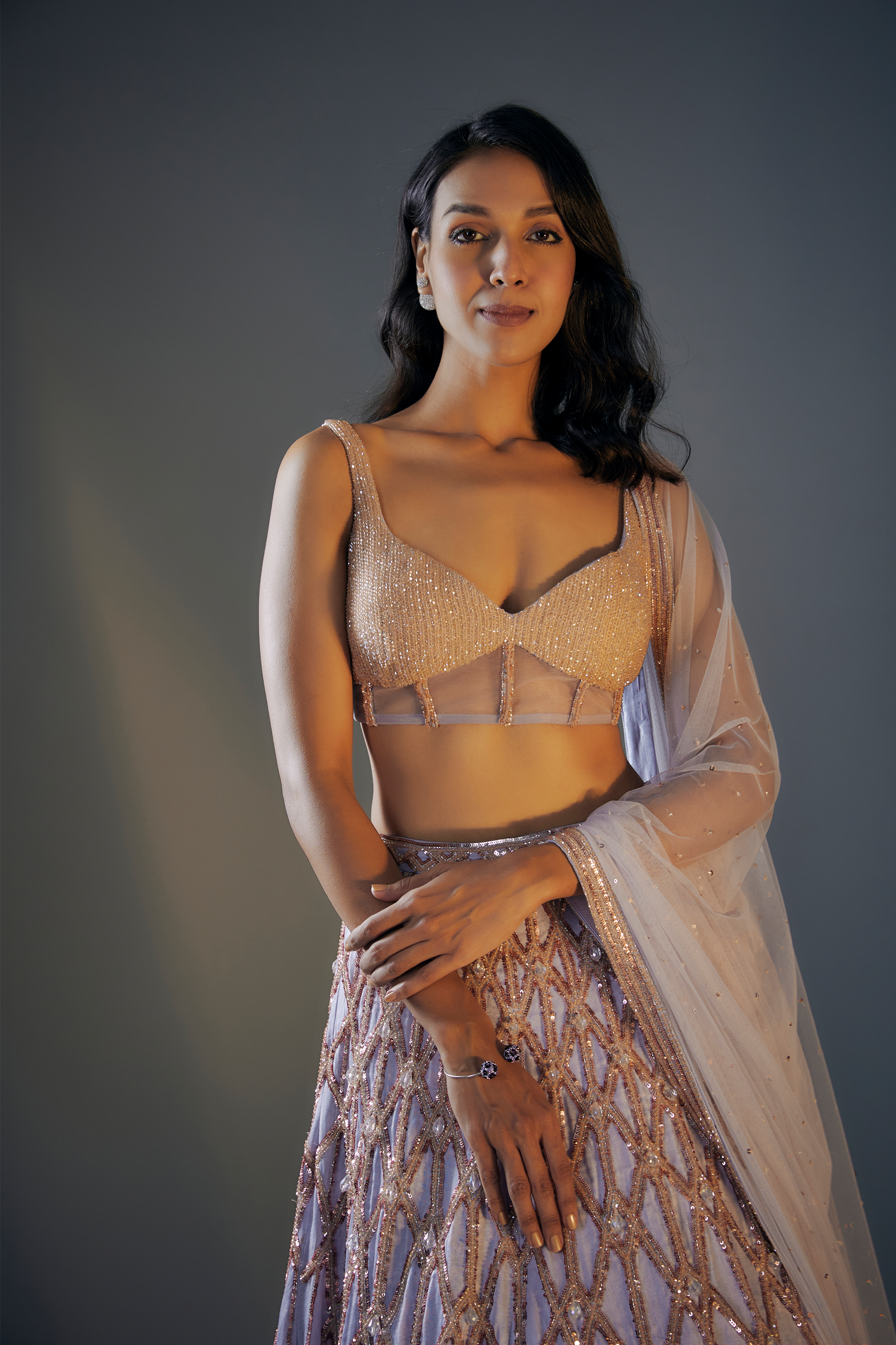 Ice Blue Embroiderd Lehenga Set