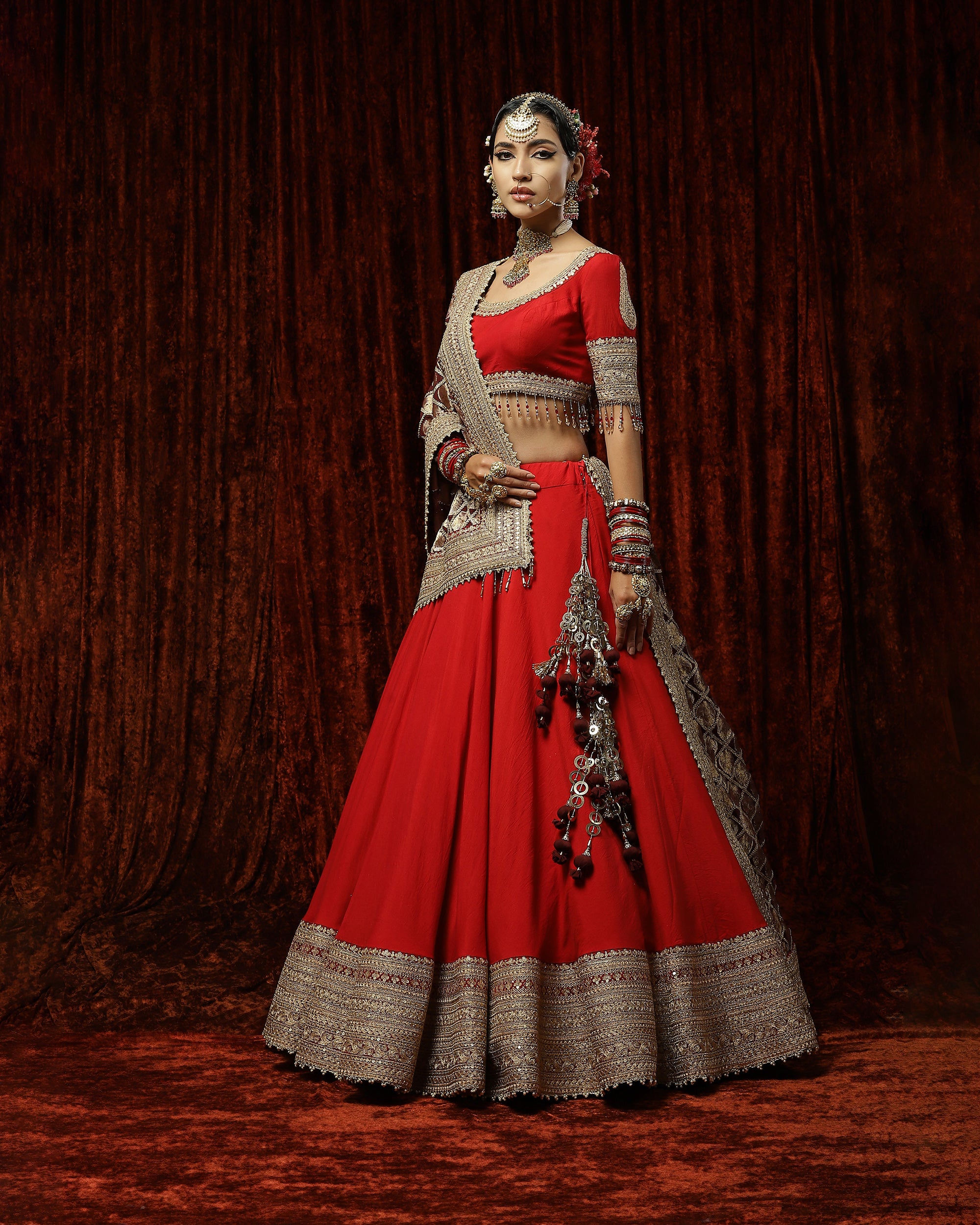 Lal Gulab ehenga set