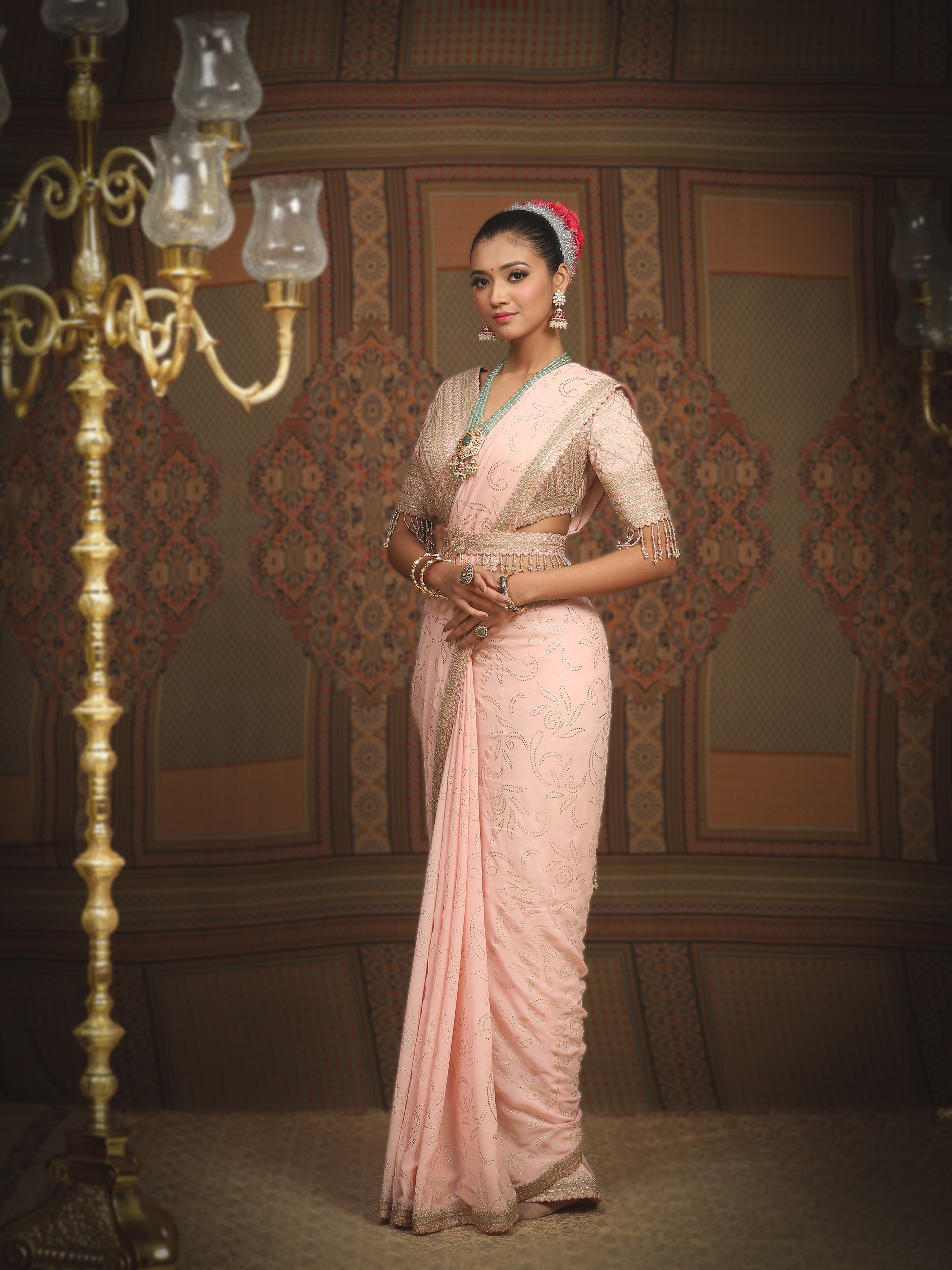 Baby Pink Saree & Blouse Set