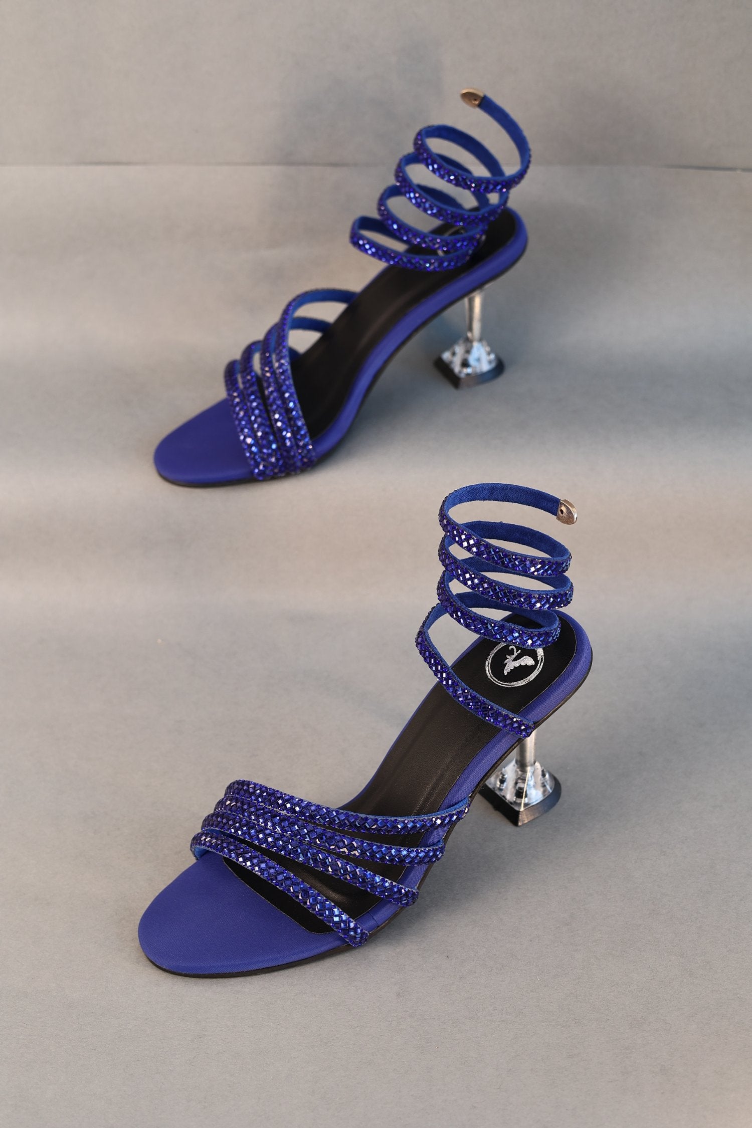 Women's Open Toe Blue Spring Heel Sandal
