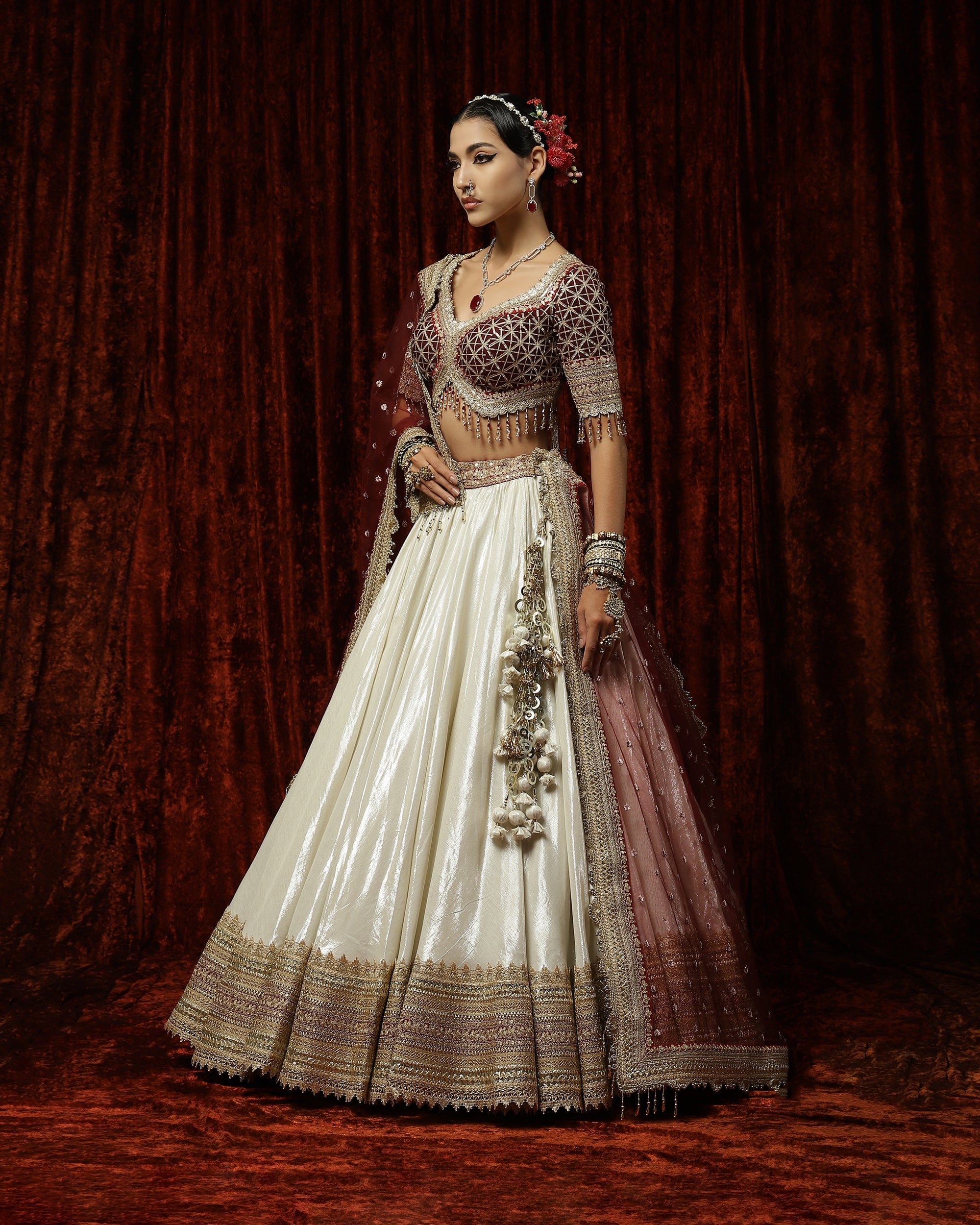Silver & Rose Red, Chandni Raat lehenga set