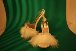White Candy Fur Open Toe Heel Sandal