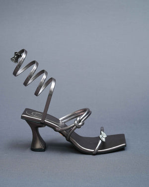 Open Toe Champagne Gun Metal Heels