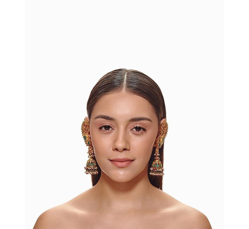 Multicoloured Peacock Earcuffs