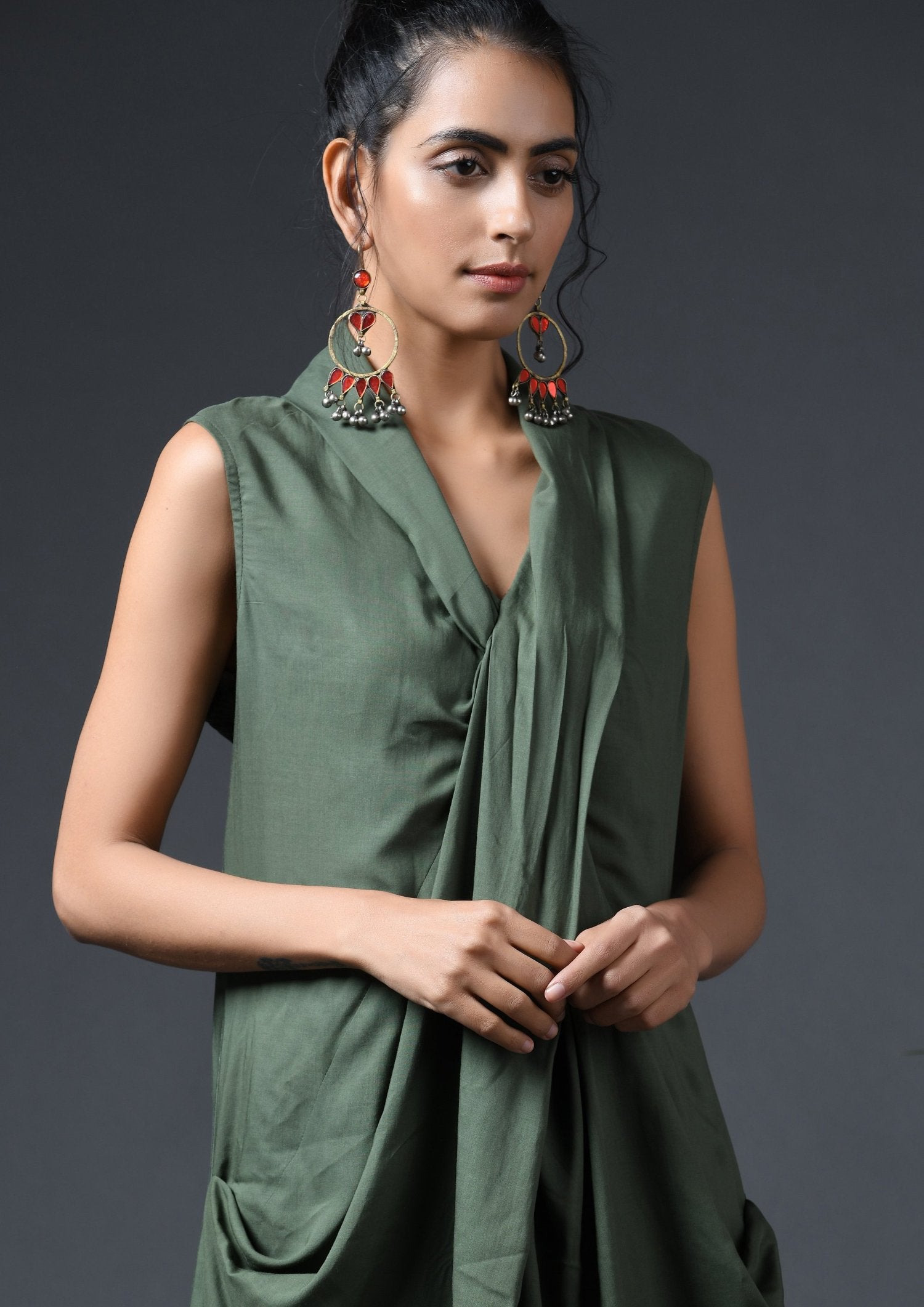 Cowl Sleeveless Dress