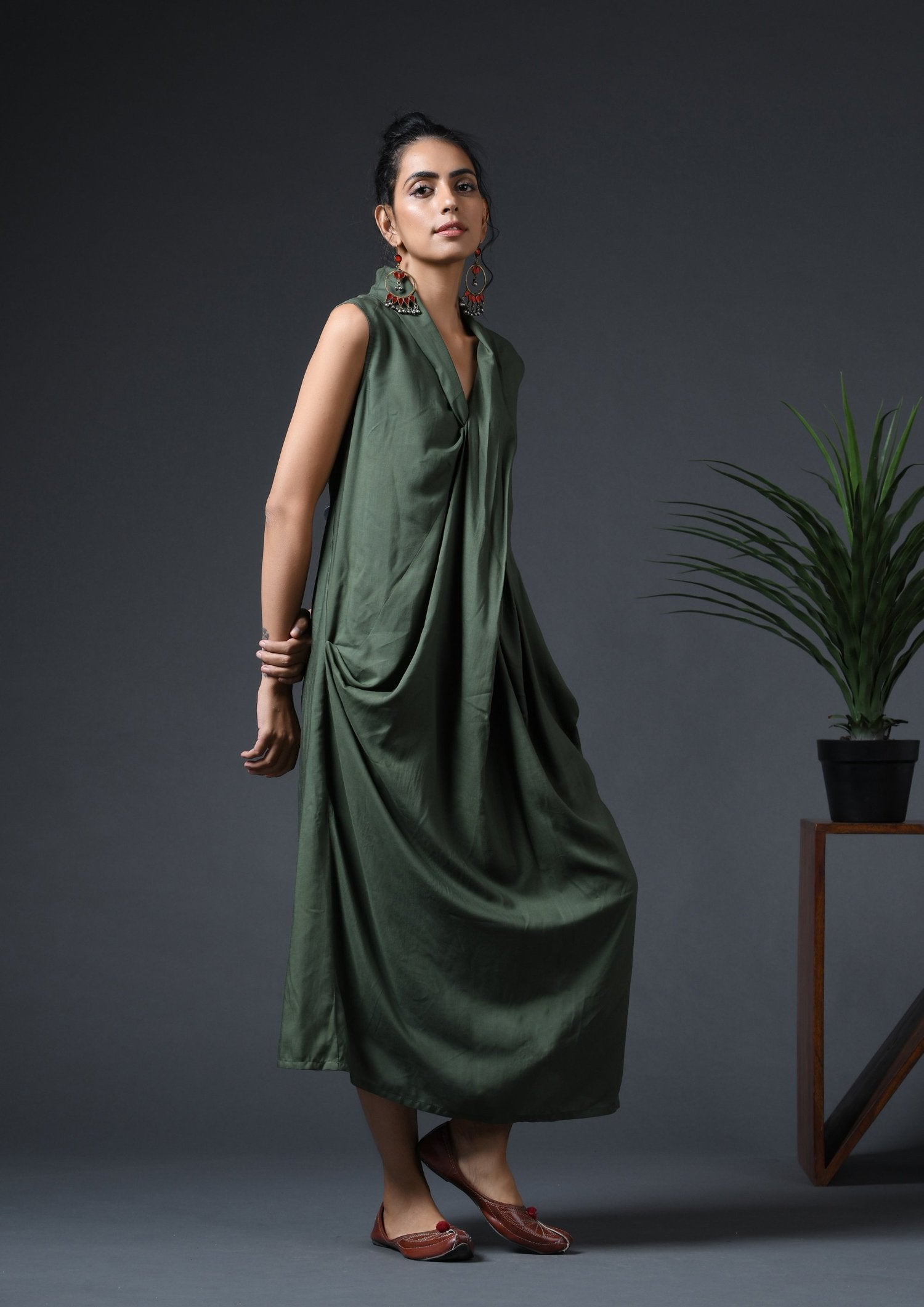 Cowl Sleeveless Dress