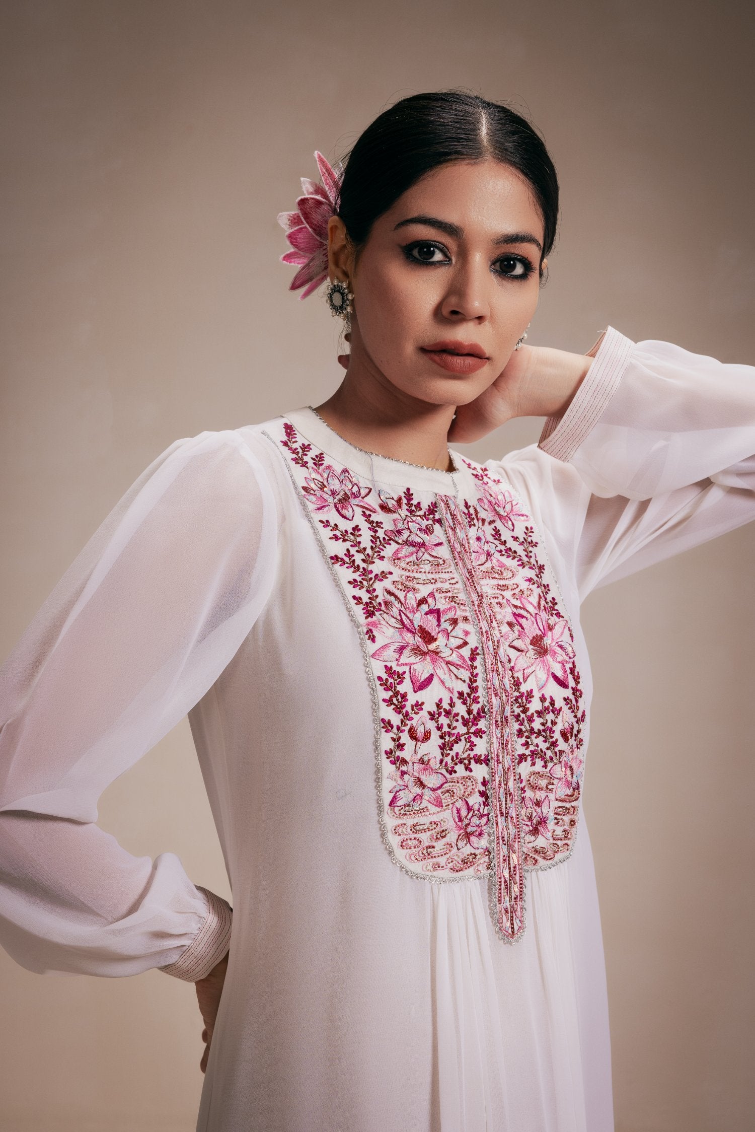 White Georgette Dress