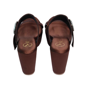 Brown Open Toe Slip-on Dassy Mocha Wedge