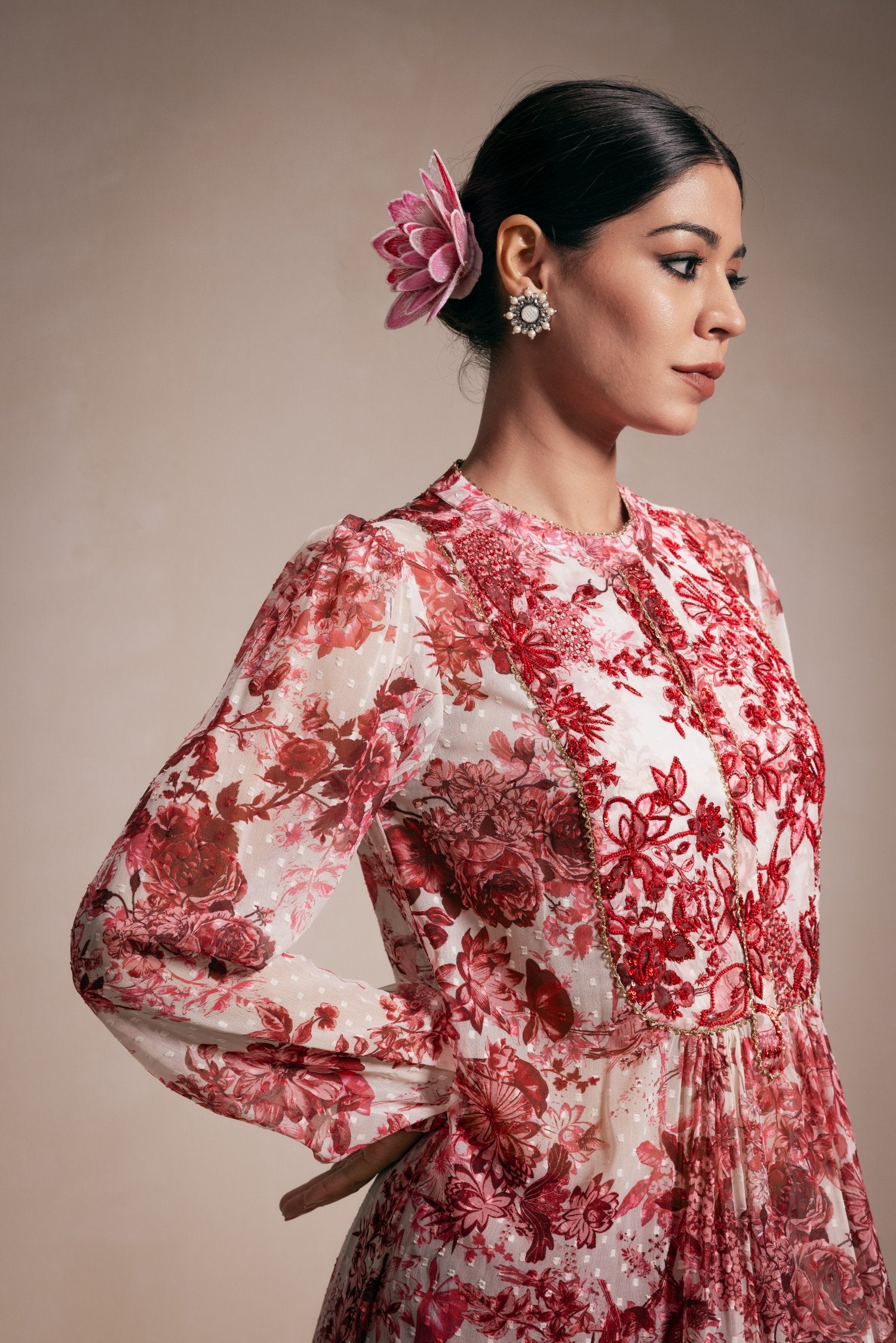 Maroon Rasasvada Printed Kurta Dress
