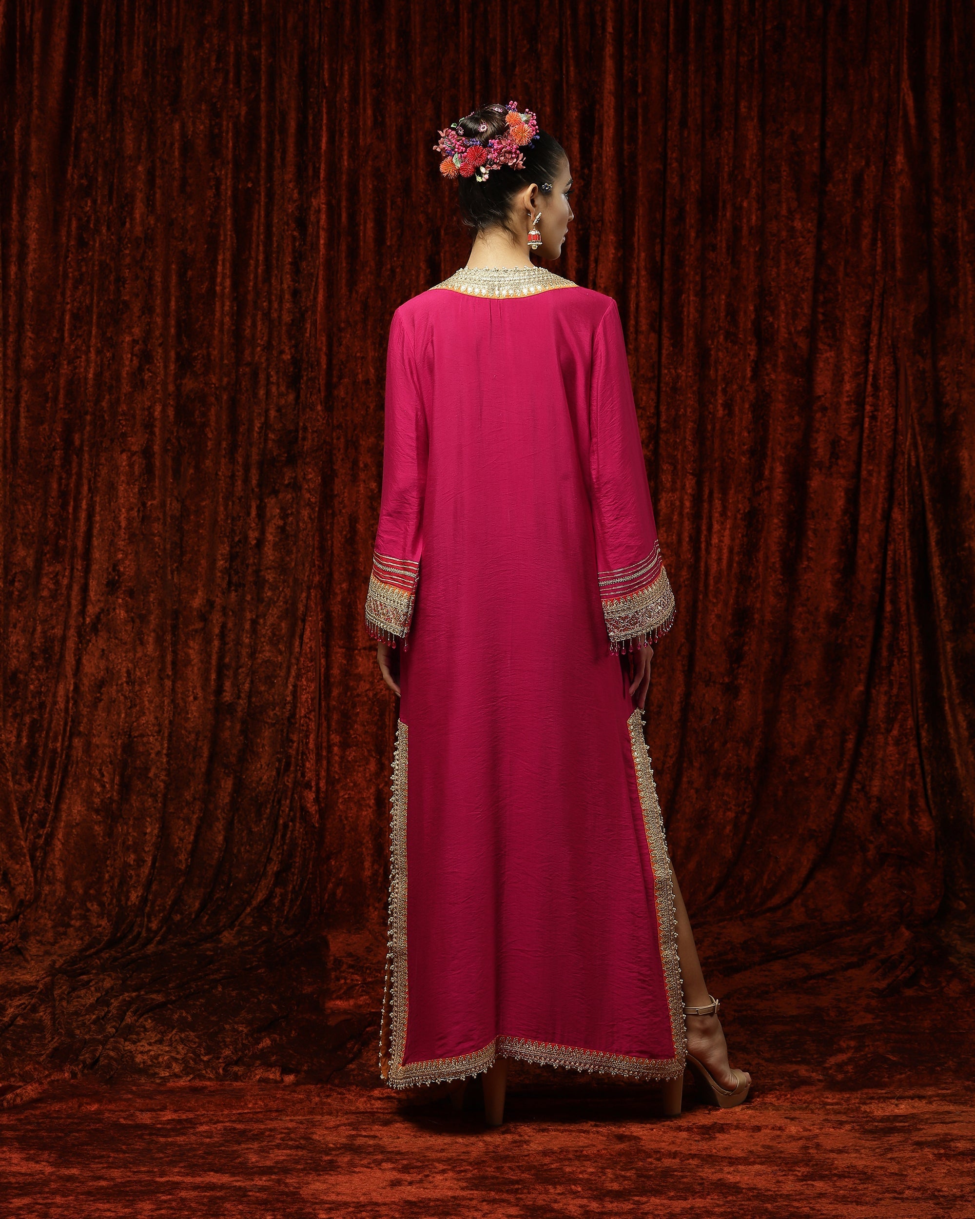 Rani Pink & Orange Kurta Kaftan