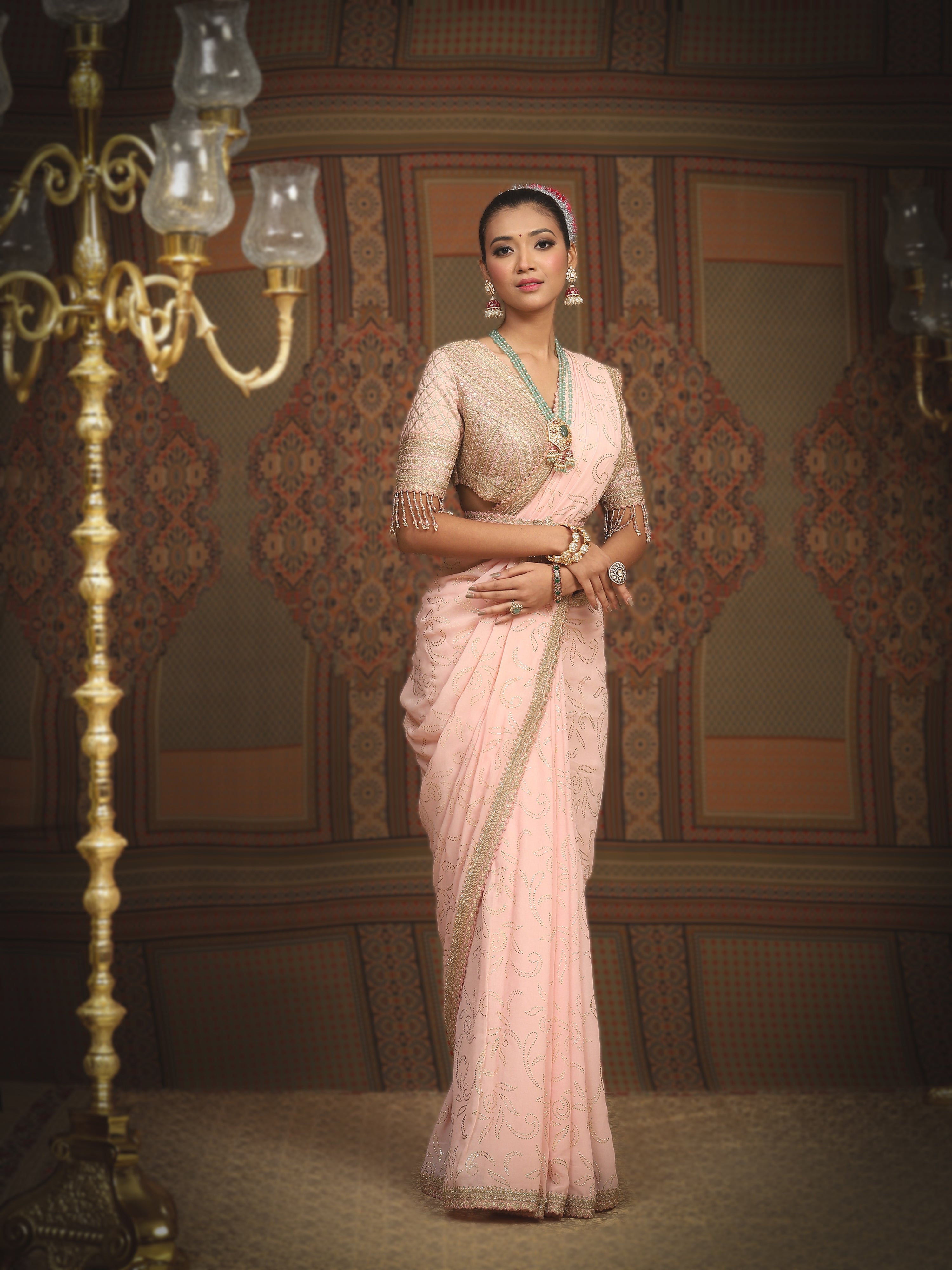 Baby Pink Saree & Blouse Set