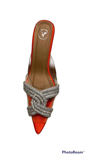 Orange Twist Textured Heels Sandals