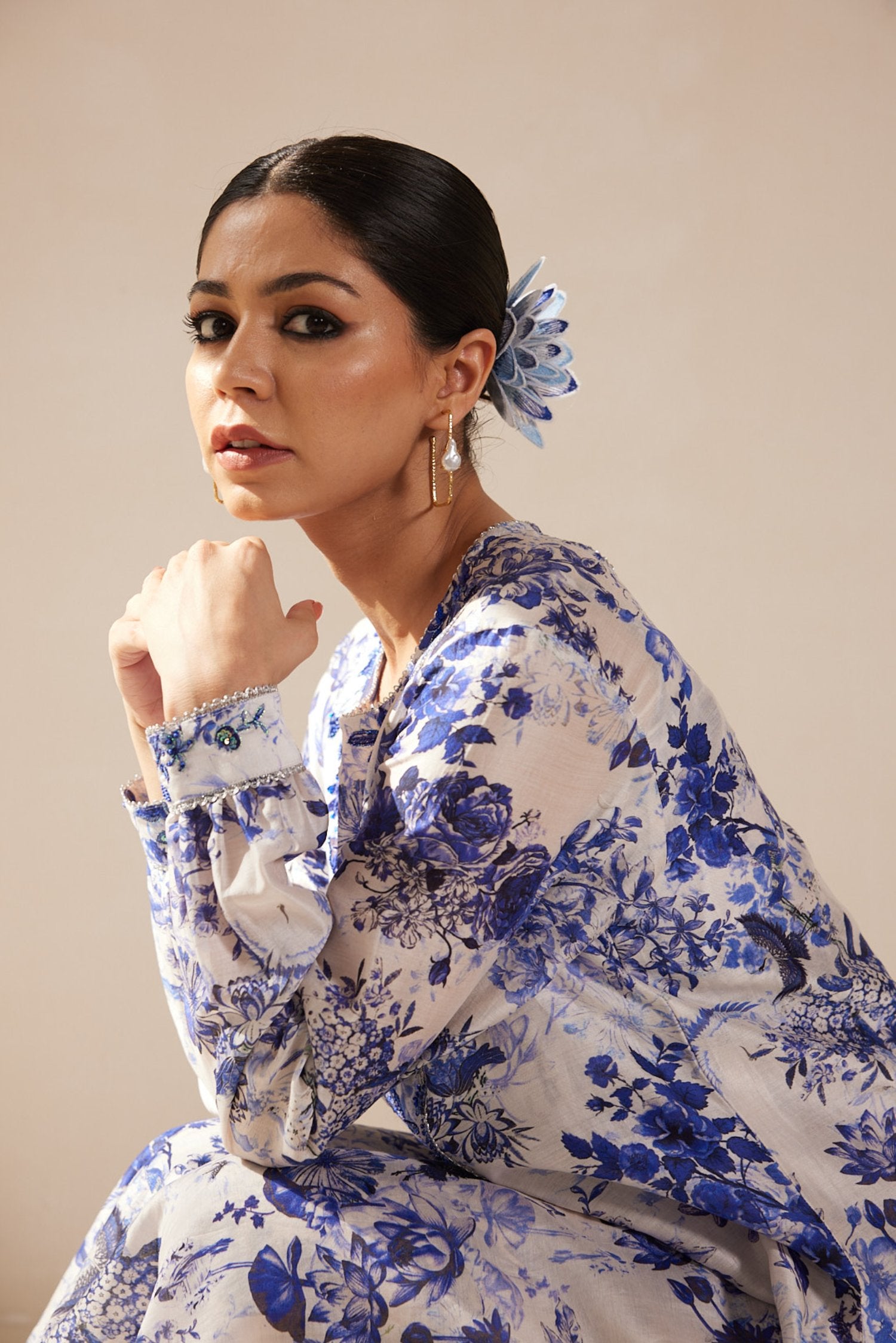Blue Printed Kurta Set
