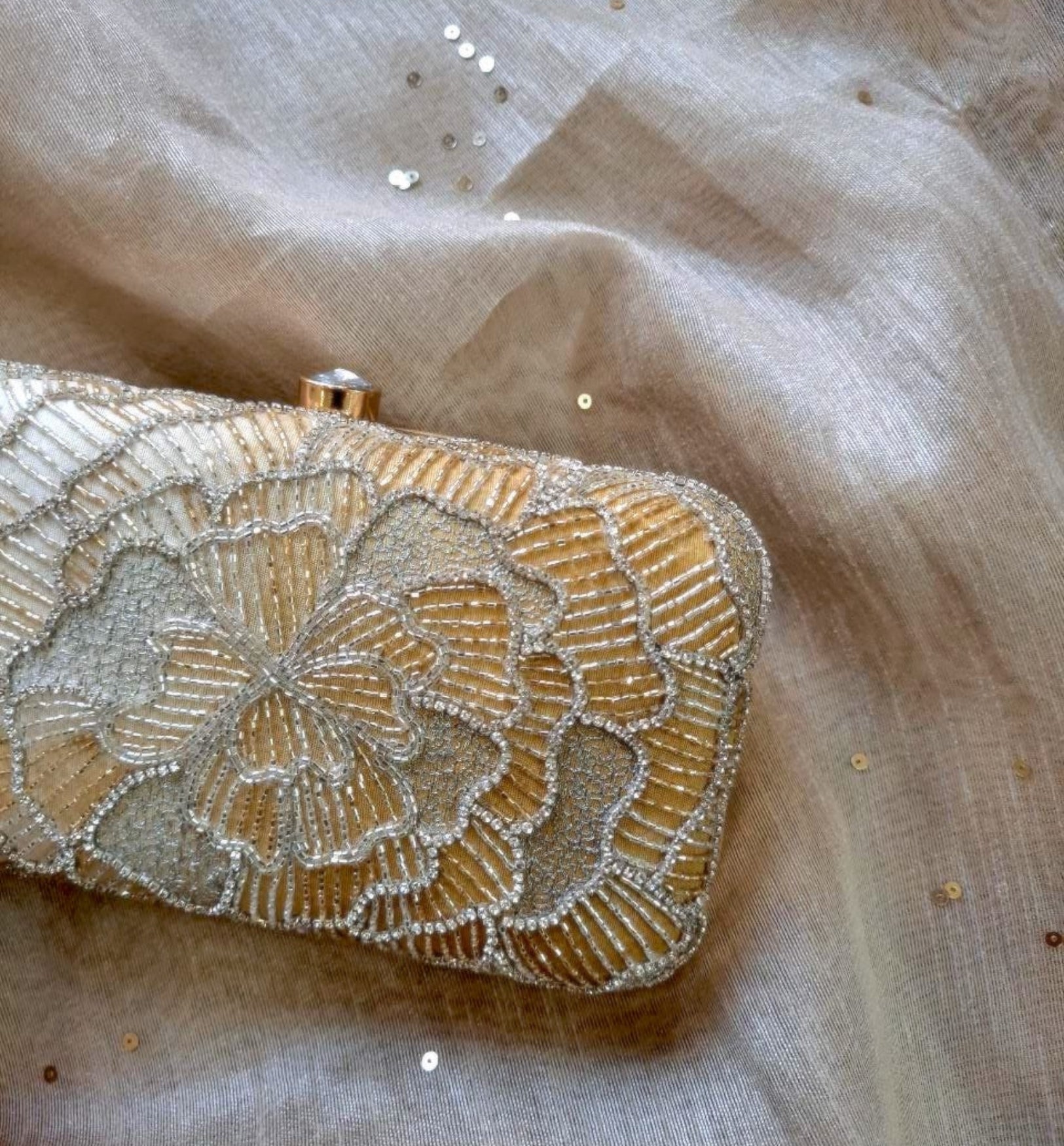 Golden Ombre Giant Flower Clutch Bag