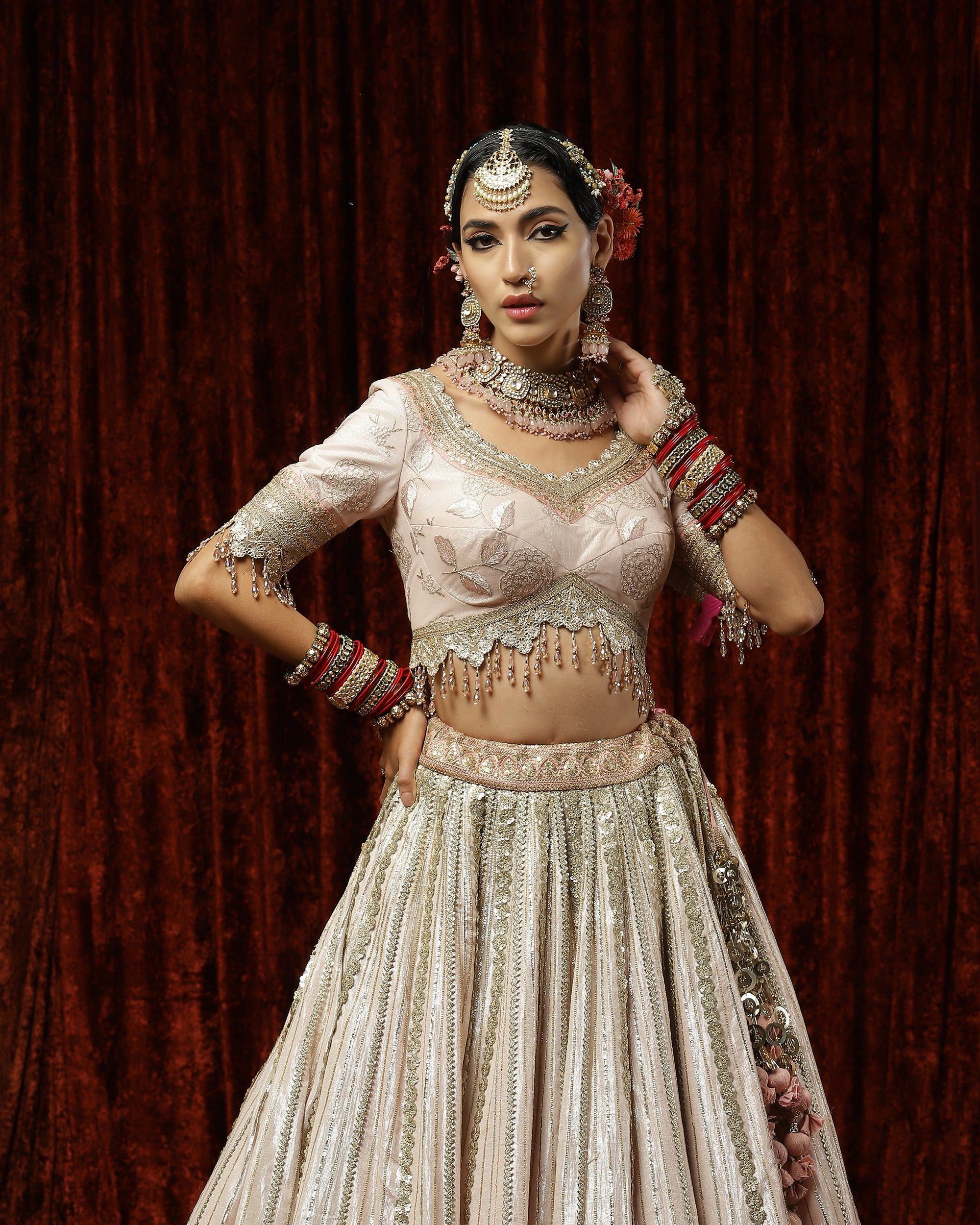 Baby pink , Gulabi Tara Chhadee lehenga set