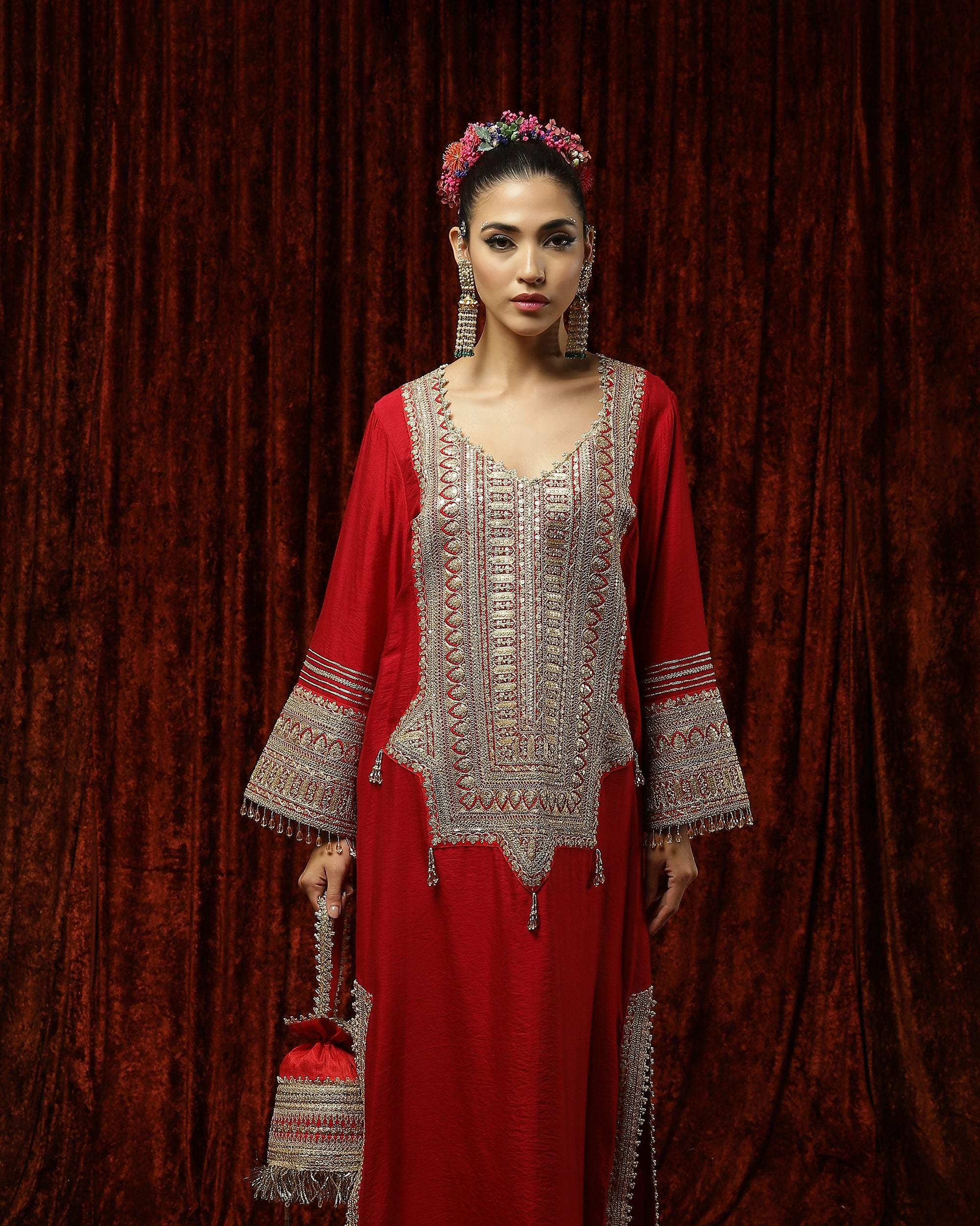 Red Kurta Kaftan