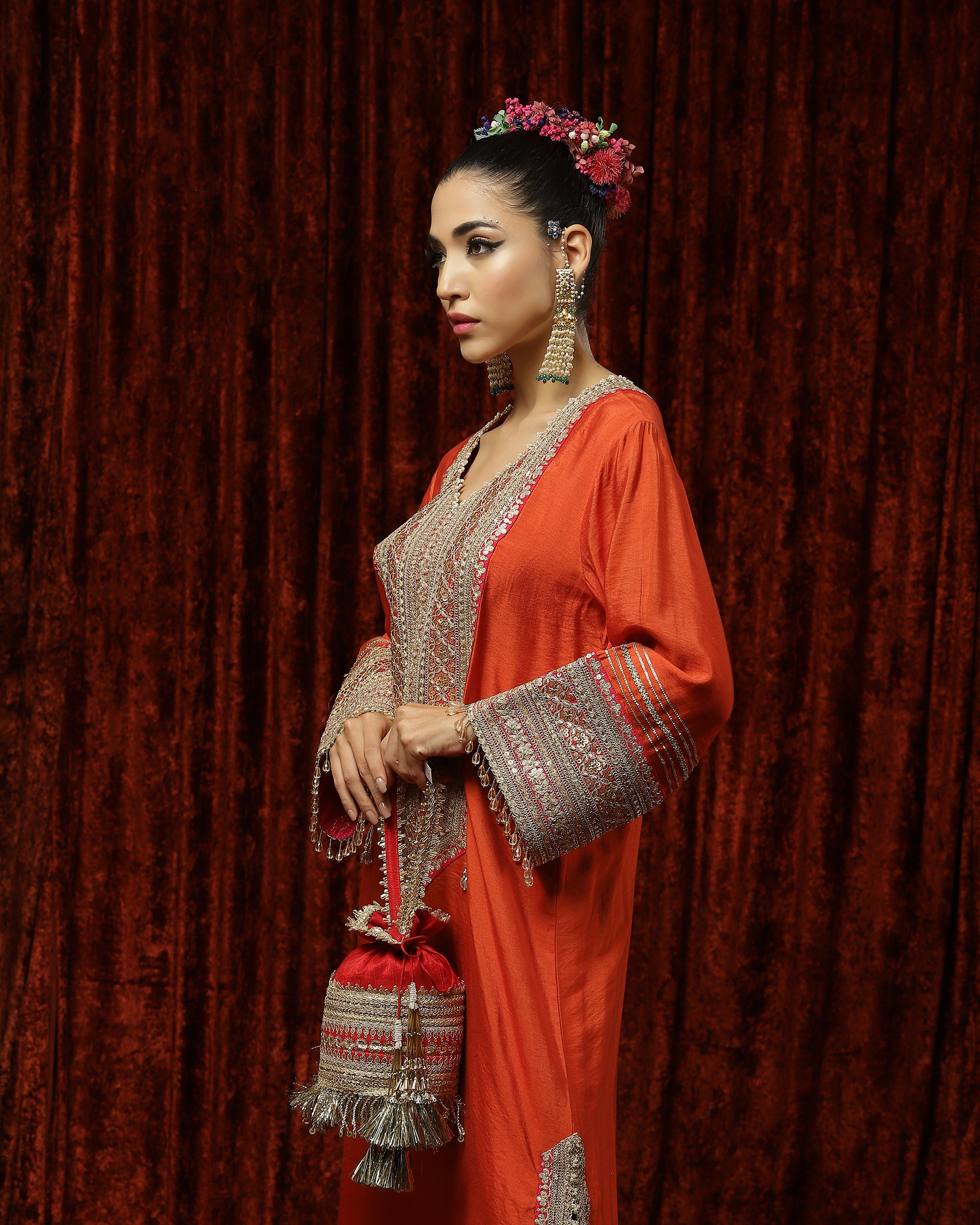 Orange & Rani Pink Kurta Kaftan