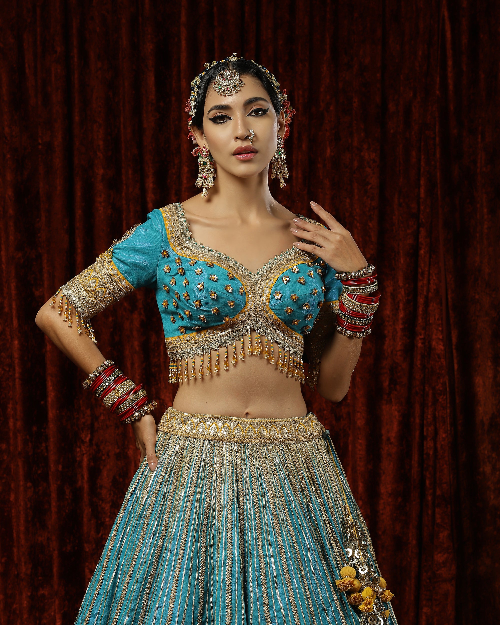 Firozi & Yellow Lehenga ehenga set