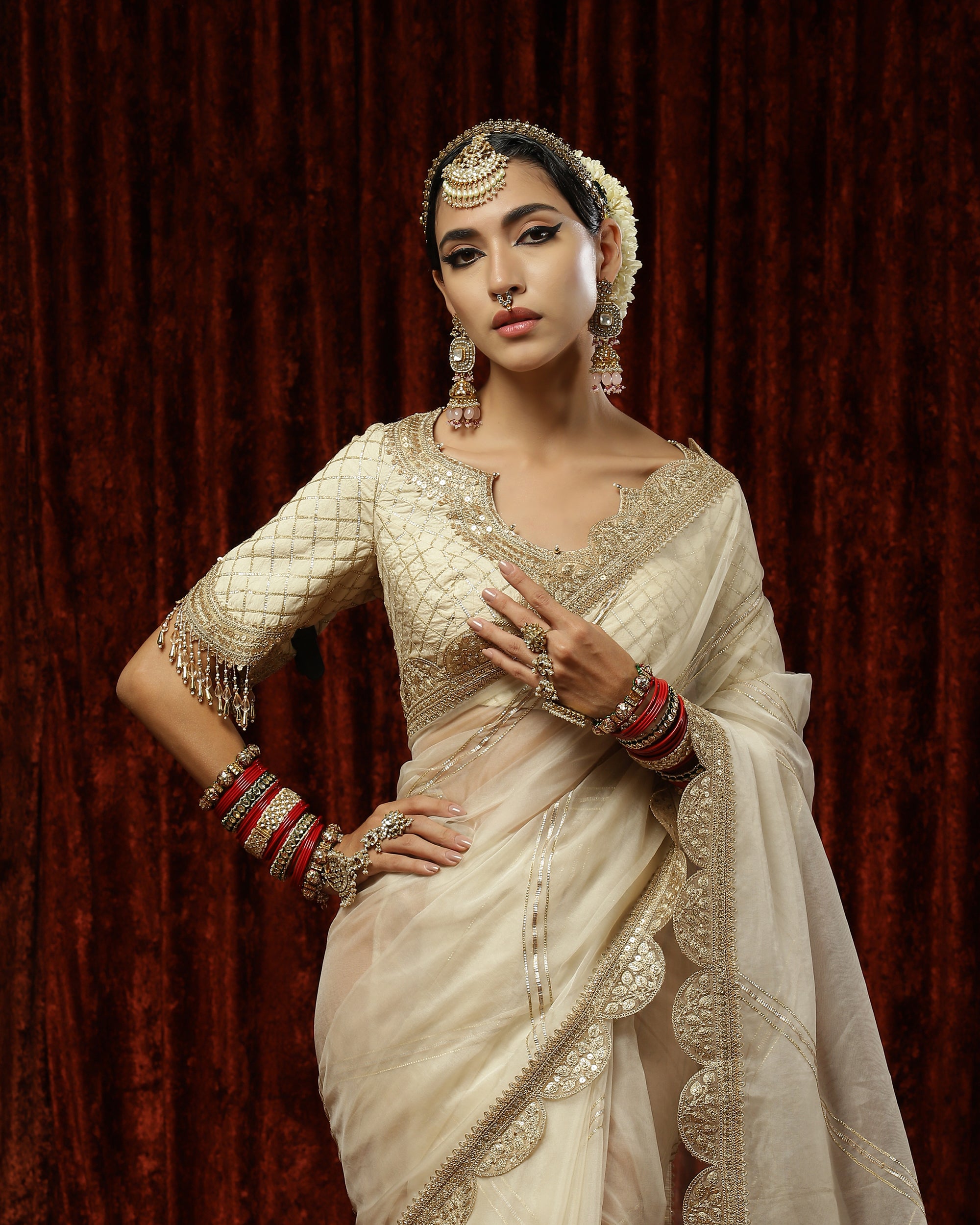 Ivory Saree & Blouse Set