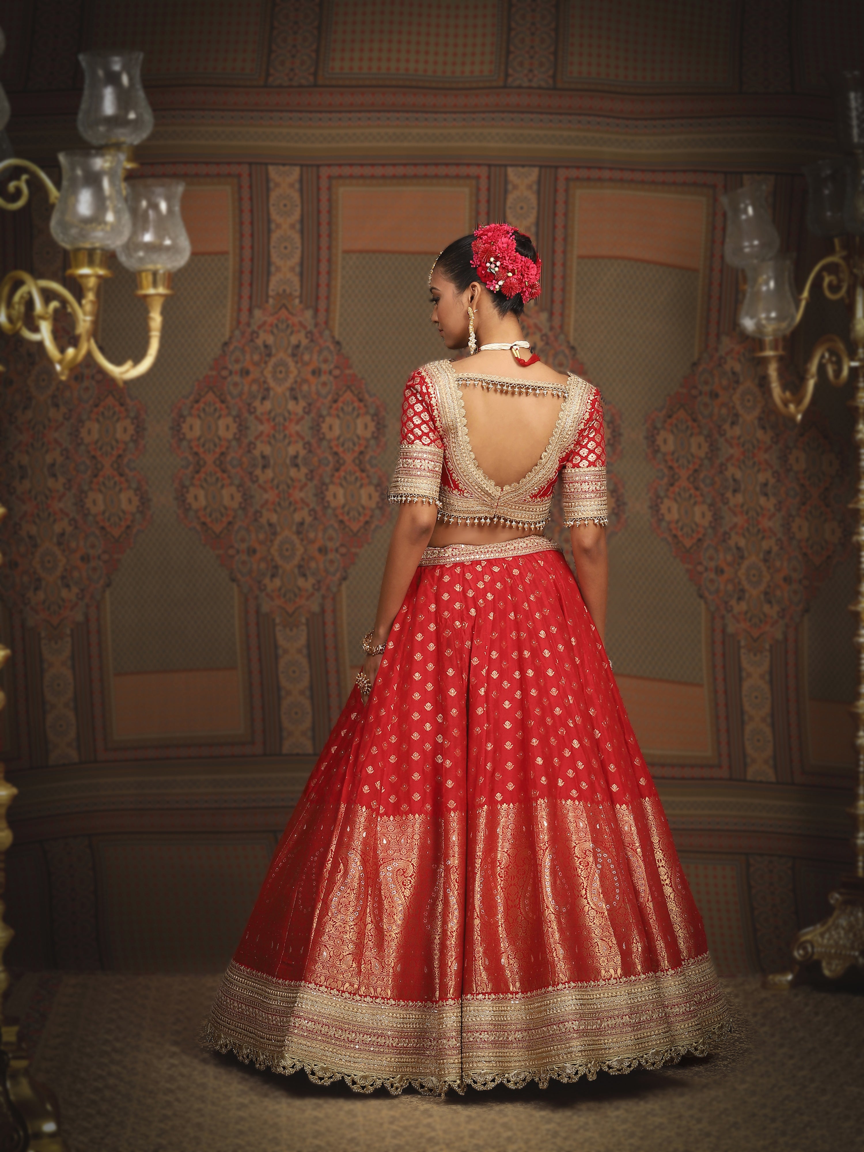 Red Banarasi Lehenga Set