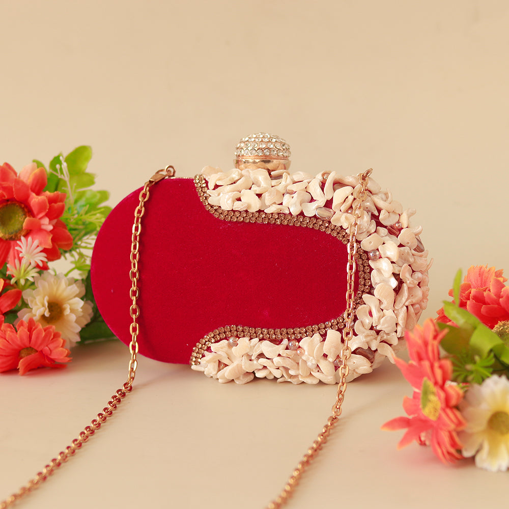 THE TAN CLAN Dariya Sea Shells Hand Embroidered Clutch