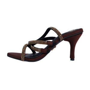 Women's Party Wear Berry Brown Open Toe Heel