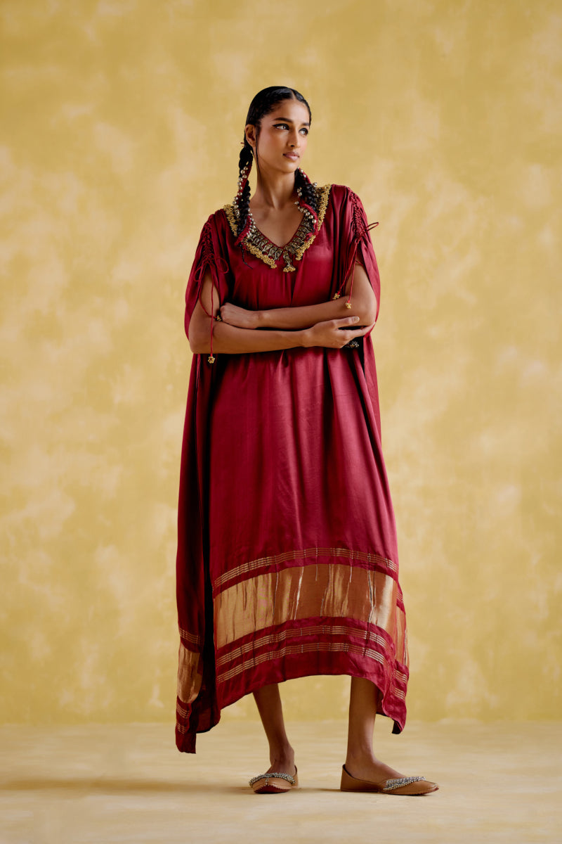 Amor- Maroon Kaftan Dress