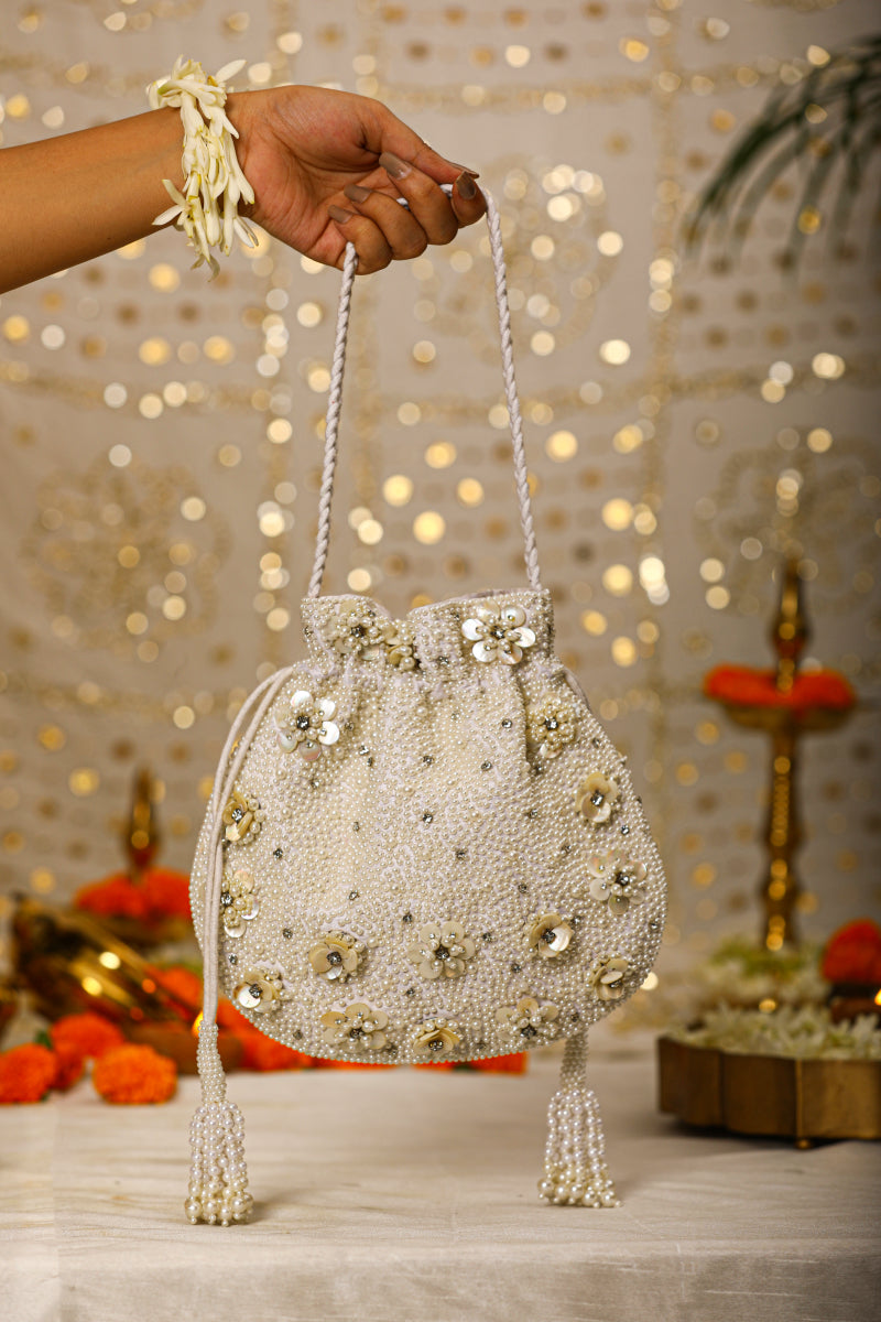 Aabha-White Potli