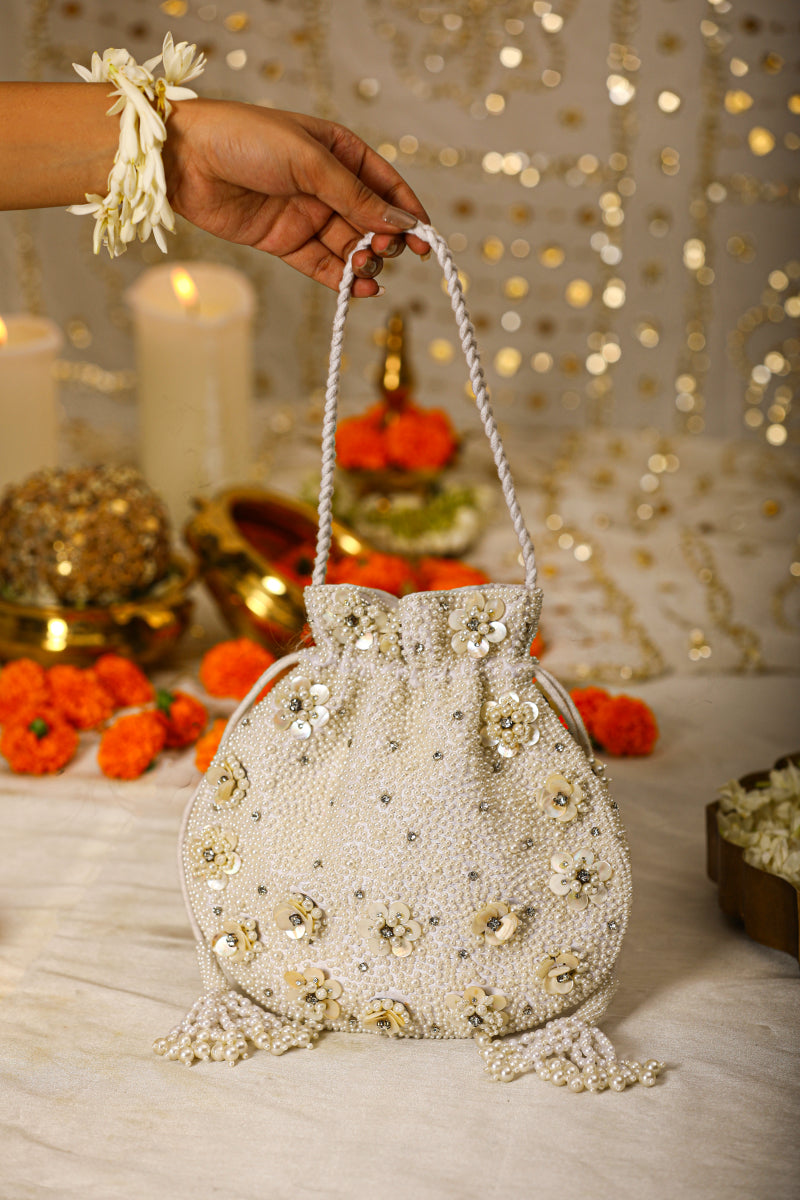 Aabha-White Potli