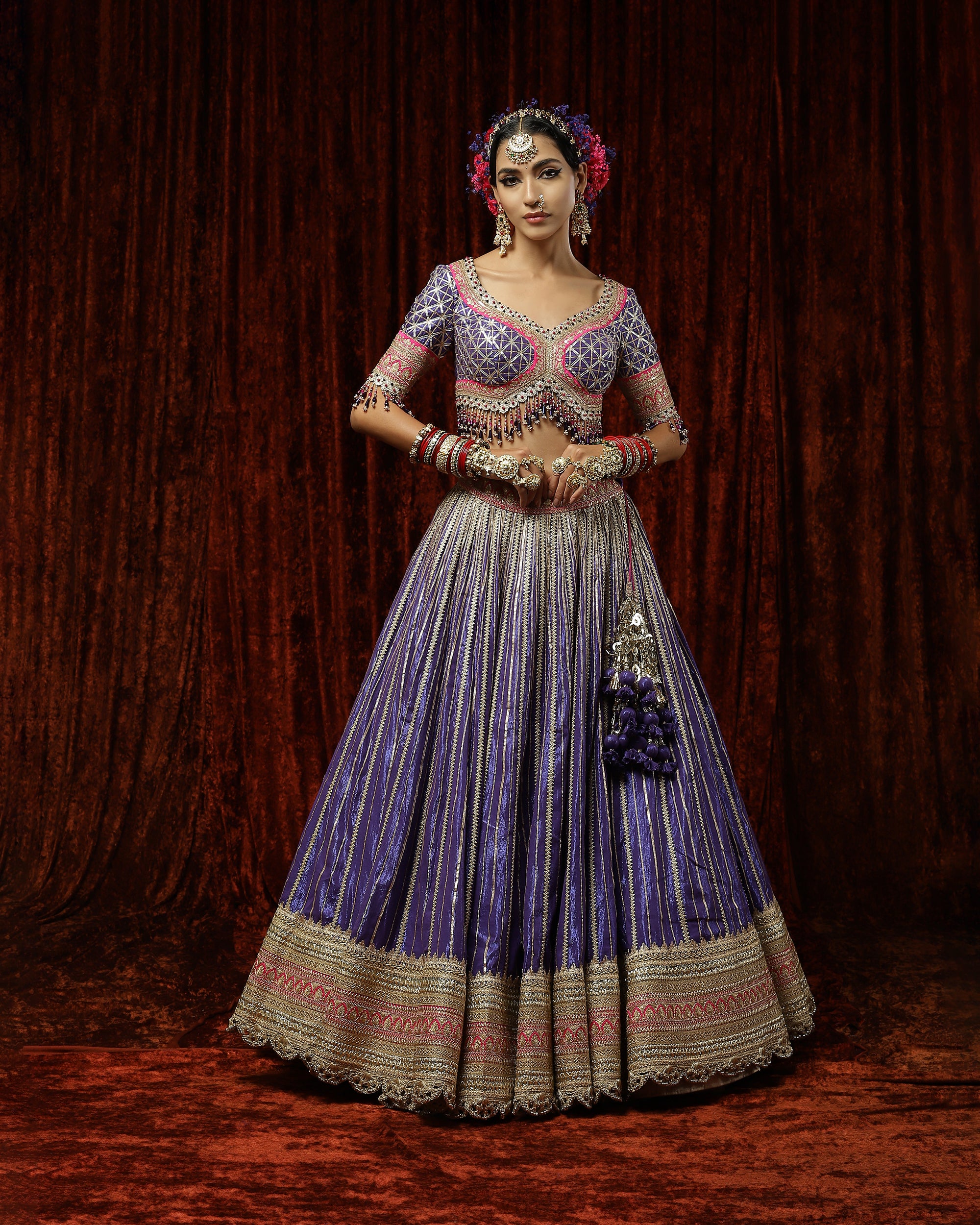Purple & Rani pink Orchid lehenga set