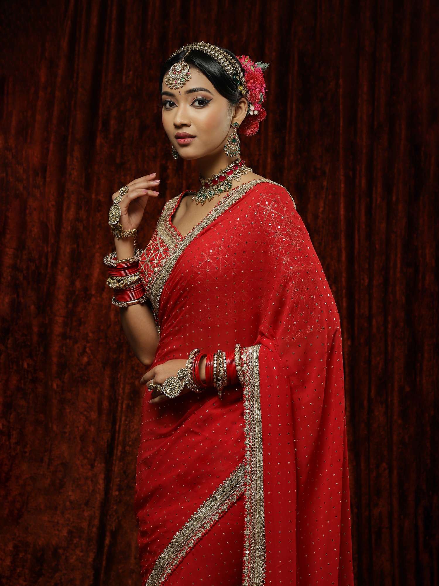 Surkh Lal Saree & Blouse Set