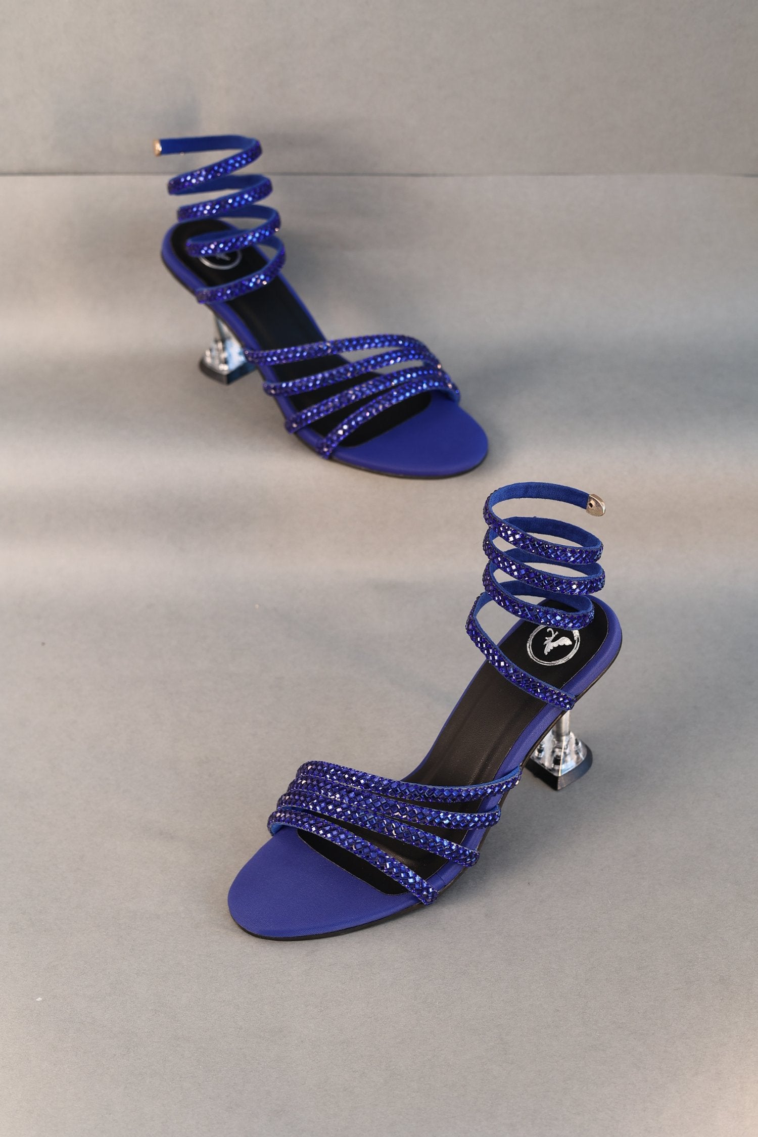Women's Open Toe Blue Spring Heel Sandal
