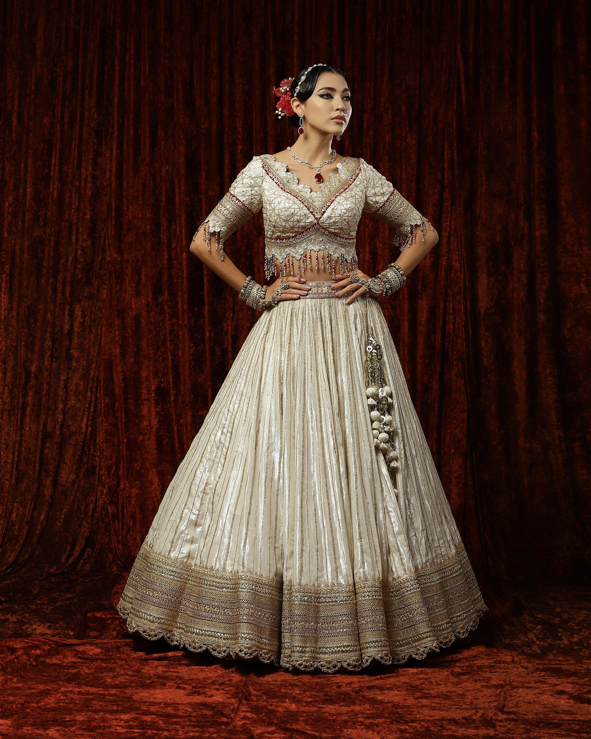 Silver & Rose Red, Chandi Gulab Chhadee lehenga set