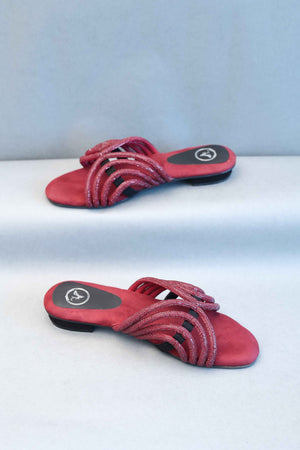 Ruby Red Open Toe Kitten Heel Sandal