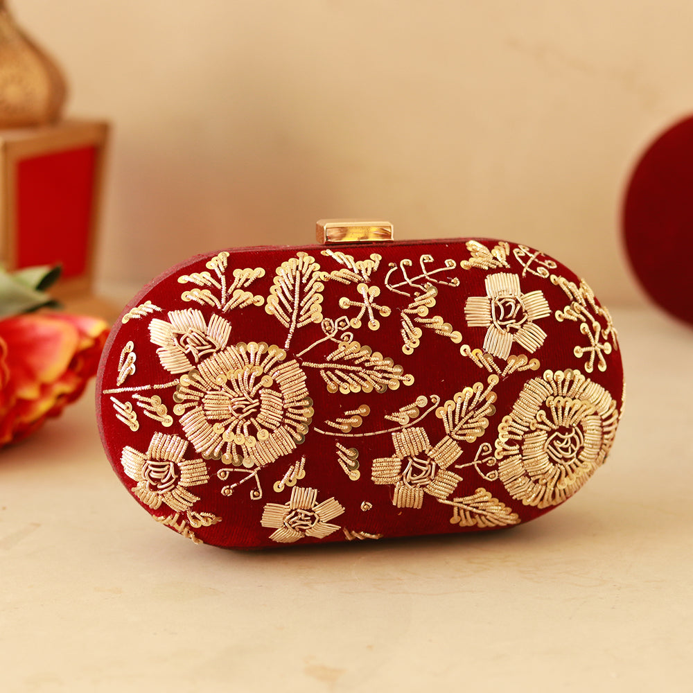 THE TAN CLAN Begum Zardozi Hand Embroidered Clutch