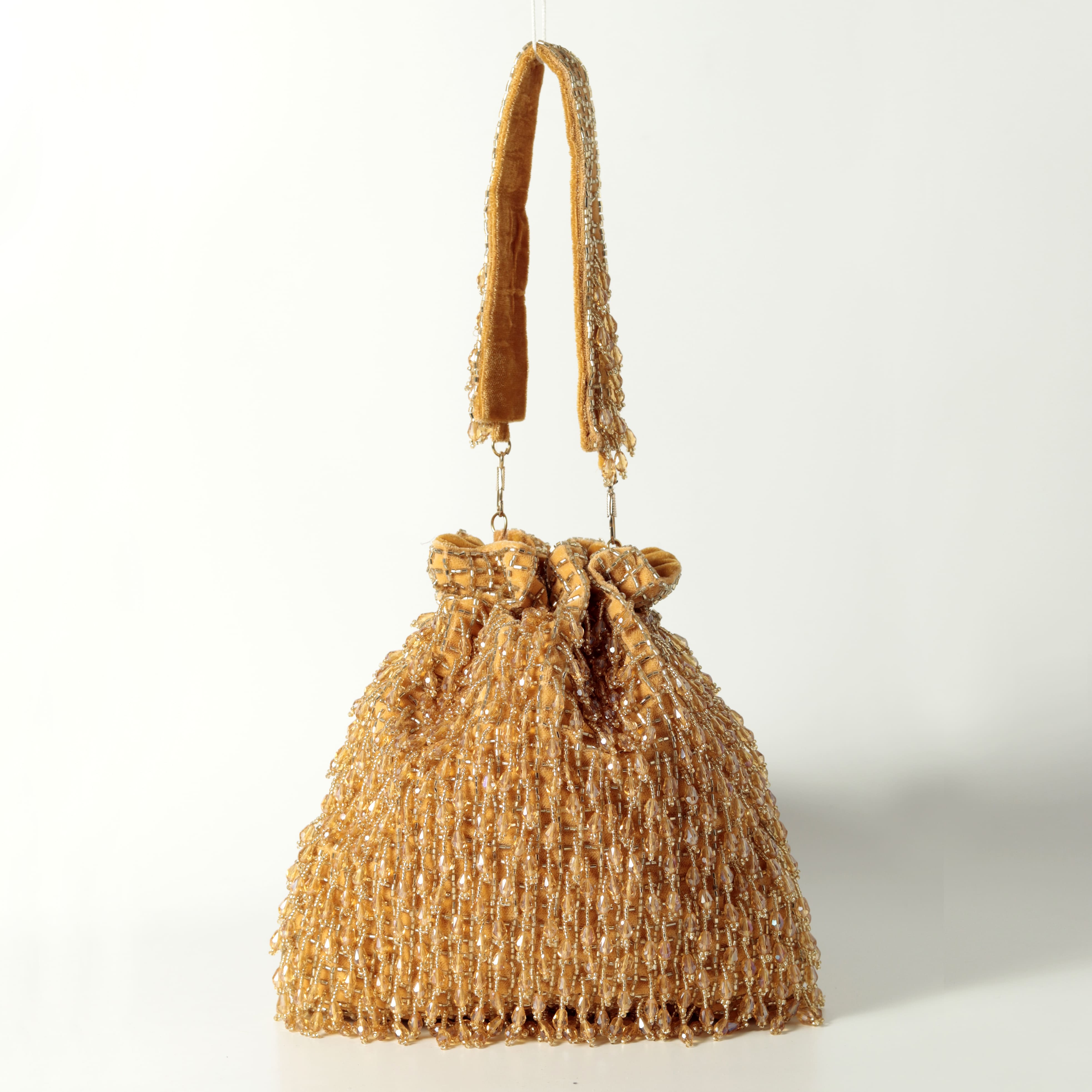 THE TAN CLAN Rosa Golden Potli Bag with Handle