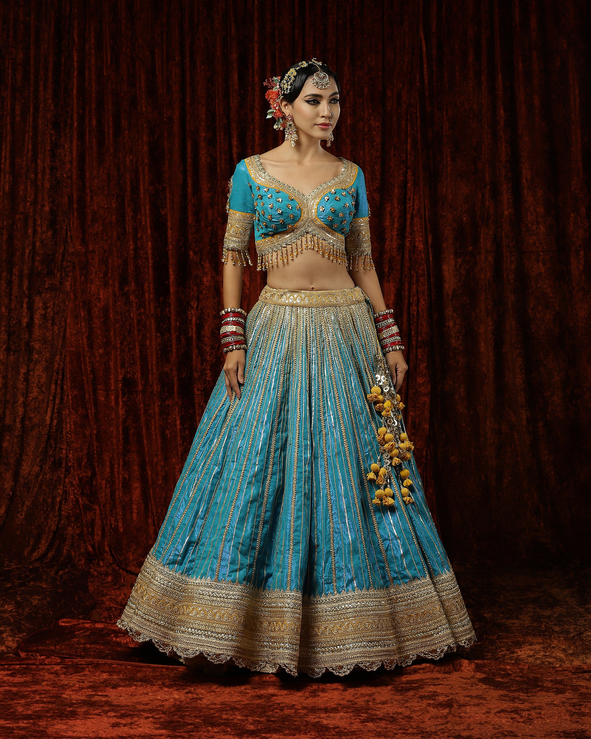Firozi & Yellow Lehenga ehenga set